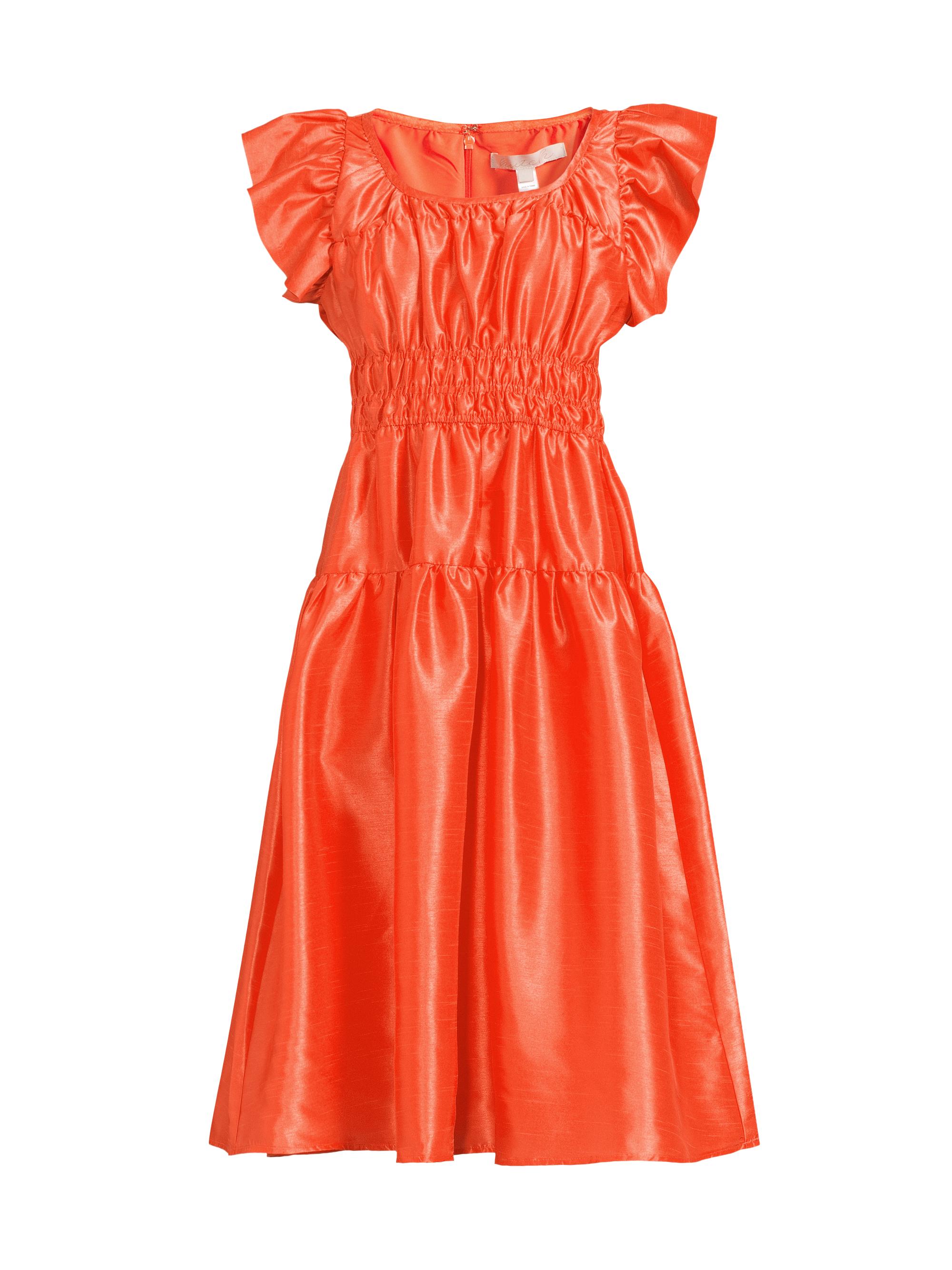 Hutch Women's Vanessa Ruched Metallic Mididress - Tangerine