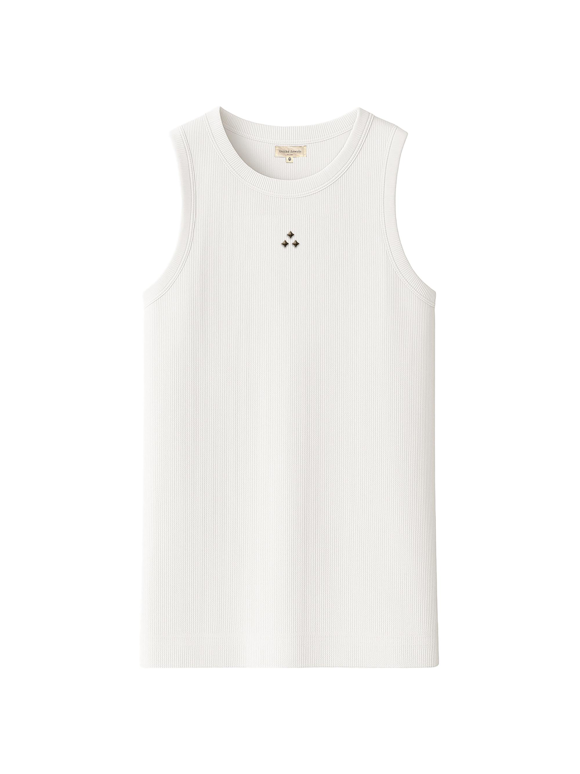 Untitled Artworks Men's Destroy and Rebuild Rivet Rib-Knit Cotton Tank - Cream