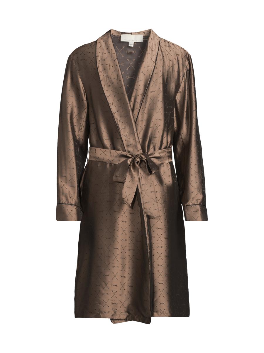 Fleur du Mal Logo Jacquard Silk-Blend Robe | Saks Fifth Avenue