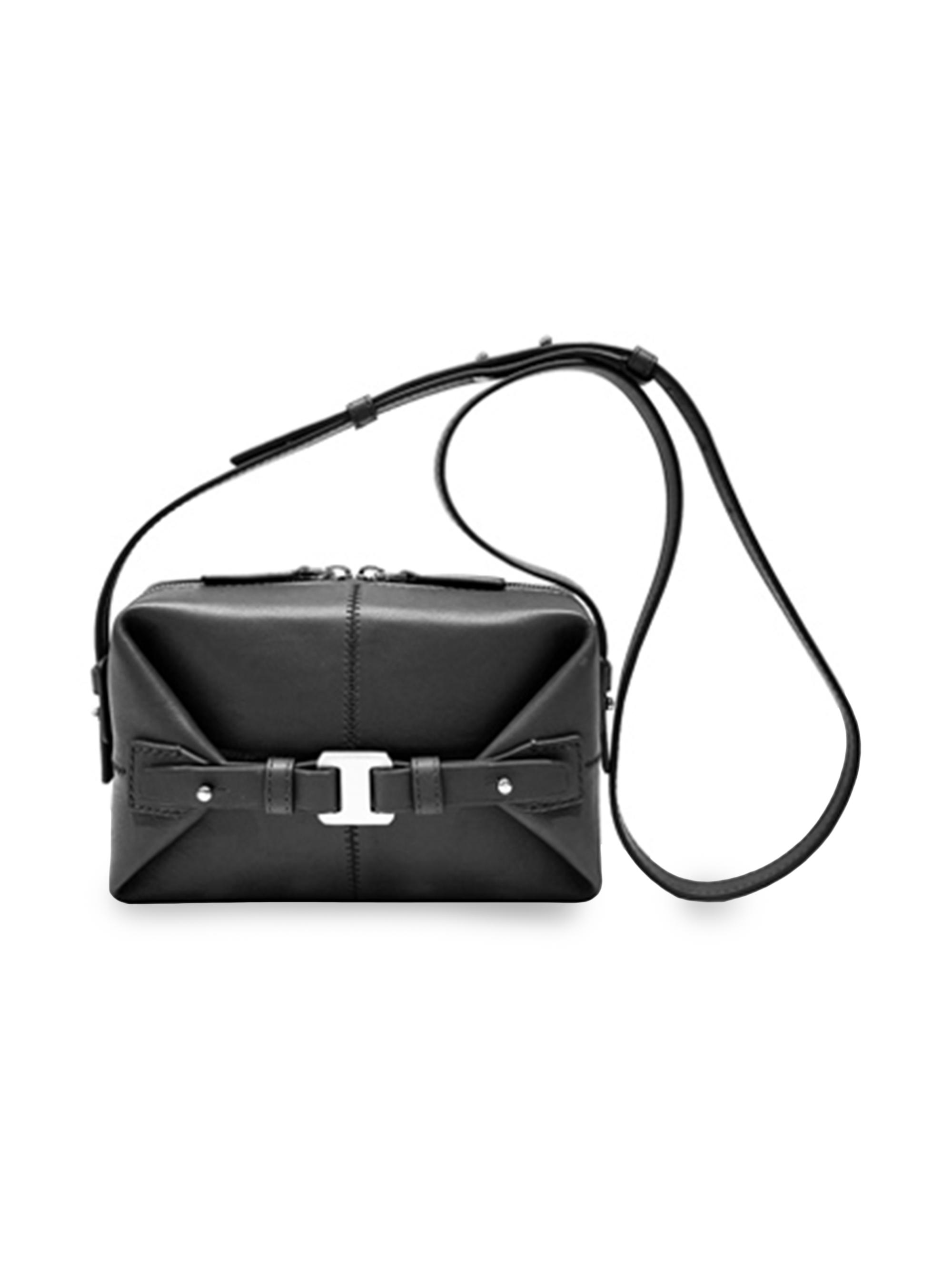 BONASTRE Men's Airbag Leather Shoulder Bag - Black