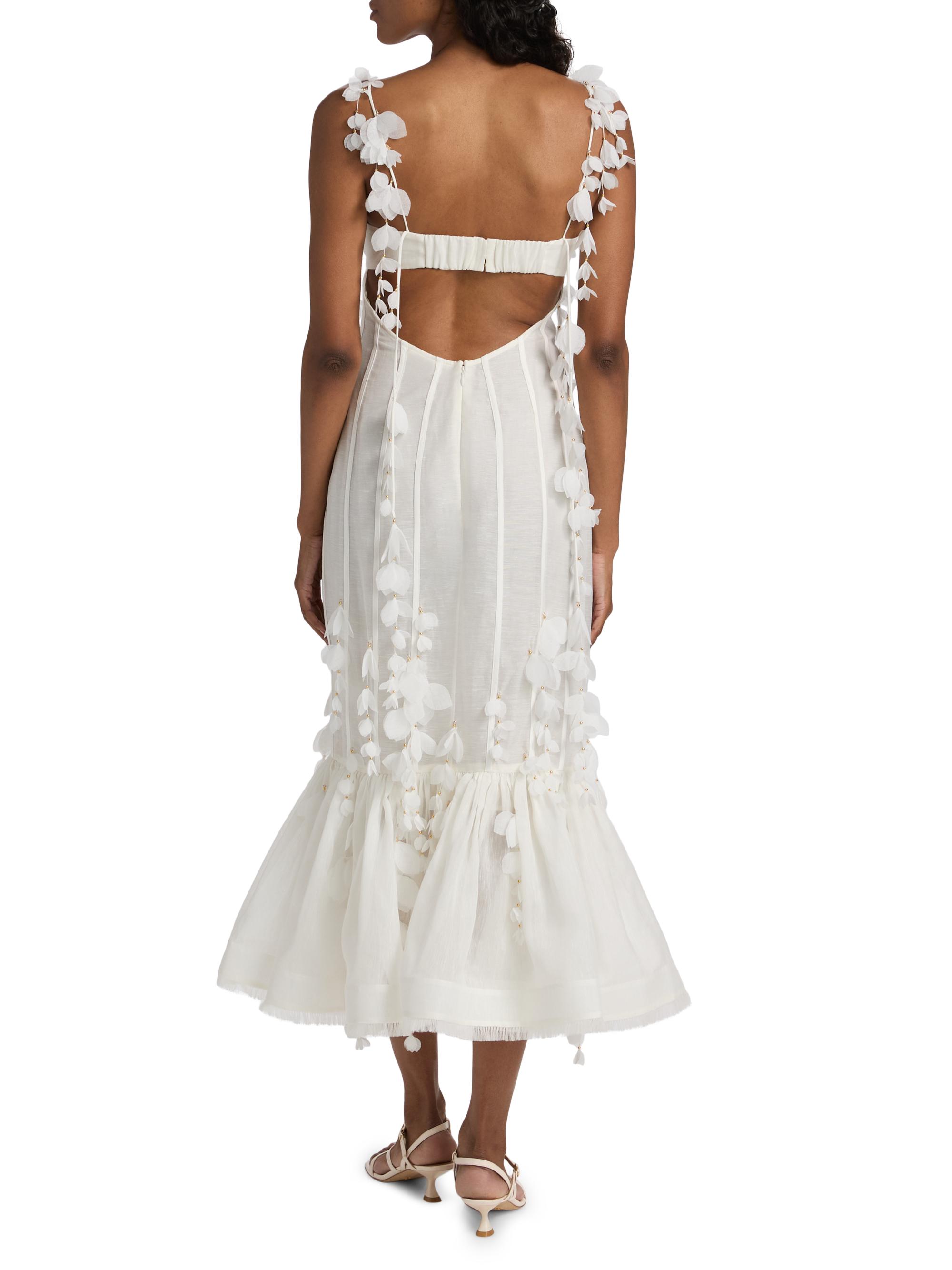 Zimmermann Dawning Petal Linen-Silk Midi-Dress | Saks Fifth