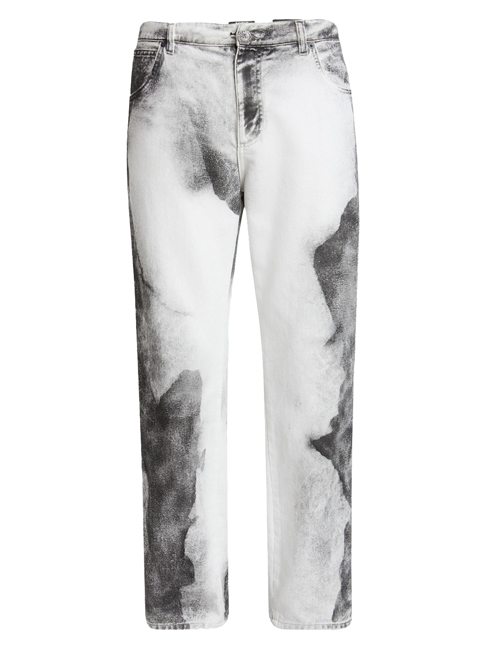 Balmain Men's Moon Acid-Wash Straight-Leg Jeans - Blanc