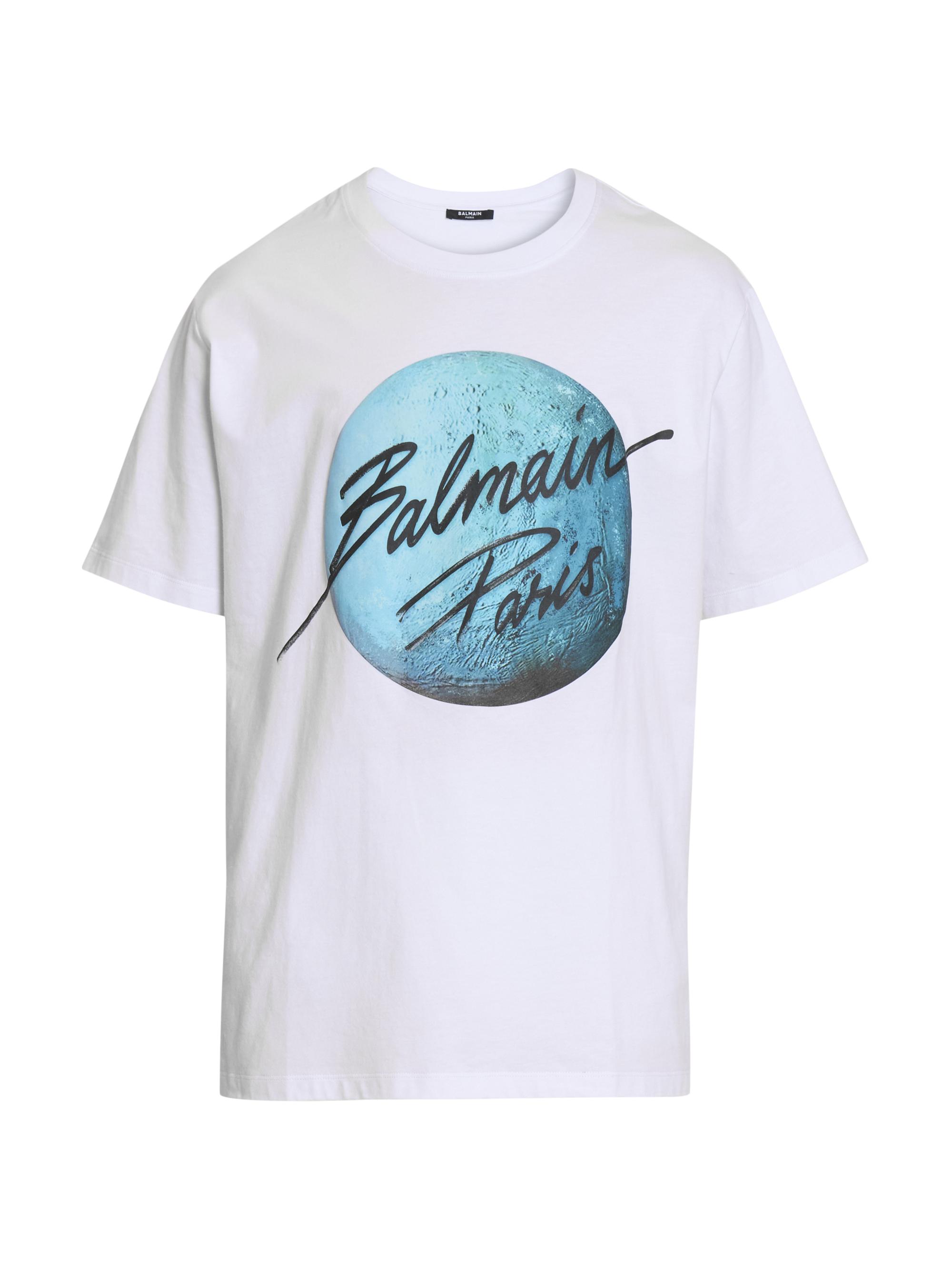Balmain Paris & Planet Cotton Crewneck T-Shirt | Saks Fifth Avenue