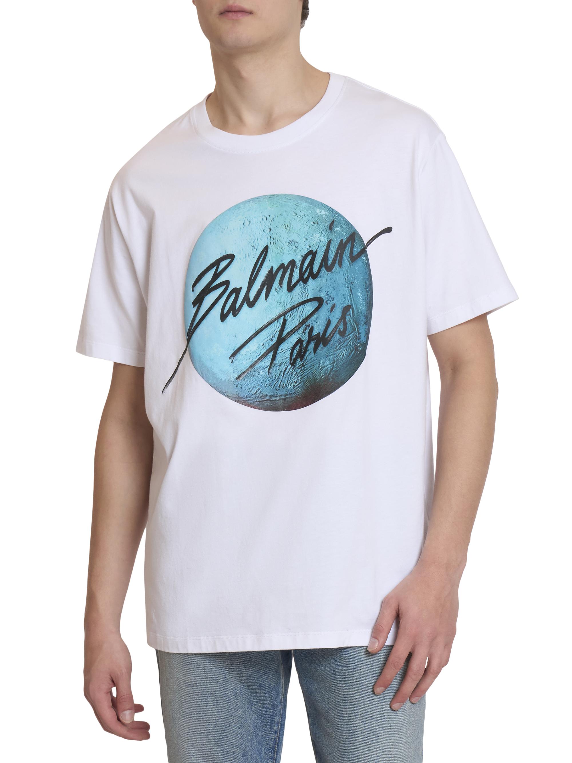 Balmain Paris & Planet Cotton Crewneck T-Shirt | Saks Fifth