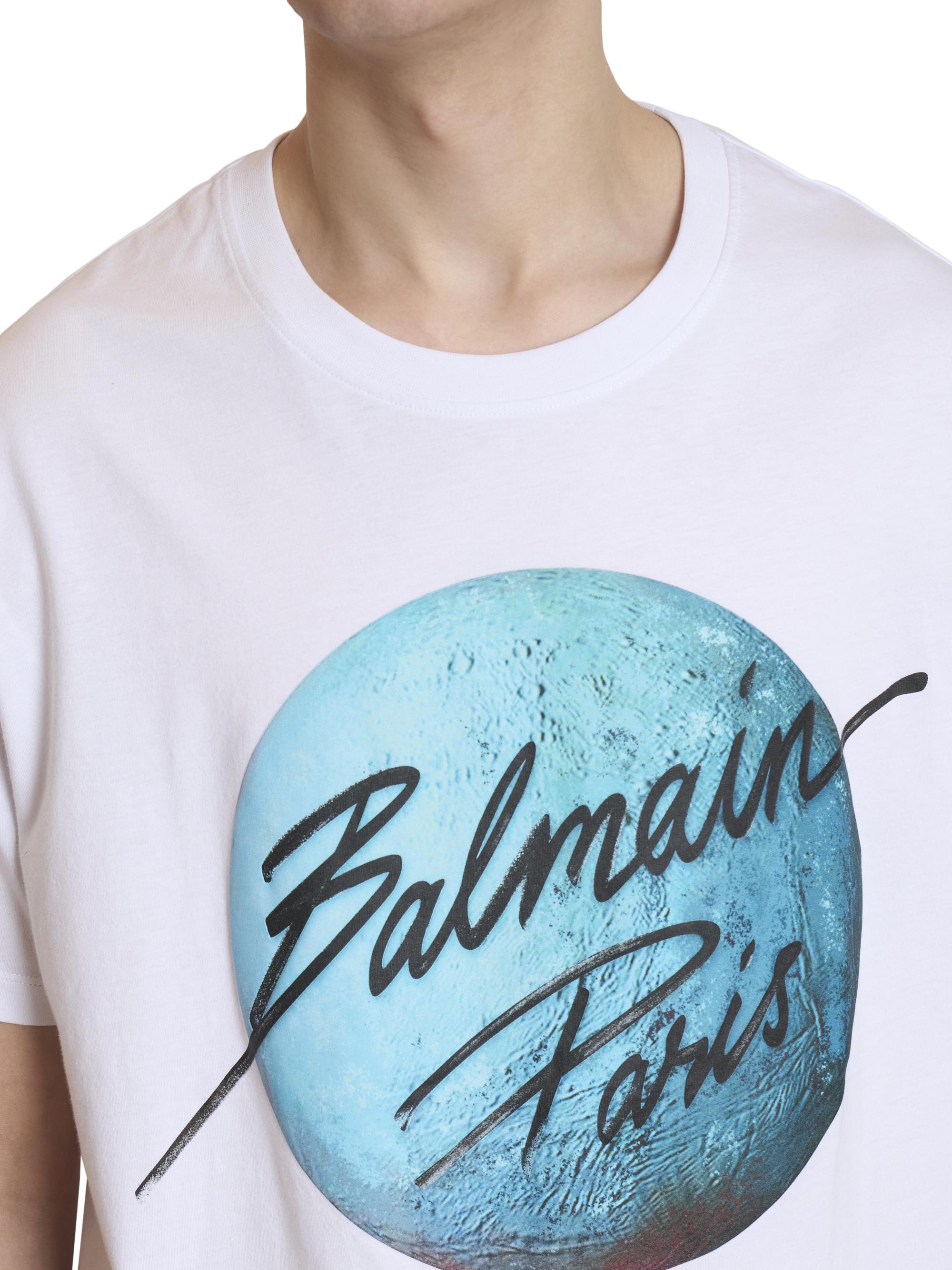 Balmain Paris & Planet Cotton Crewneck T-Shirt | Saks Fifth Avenue
