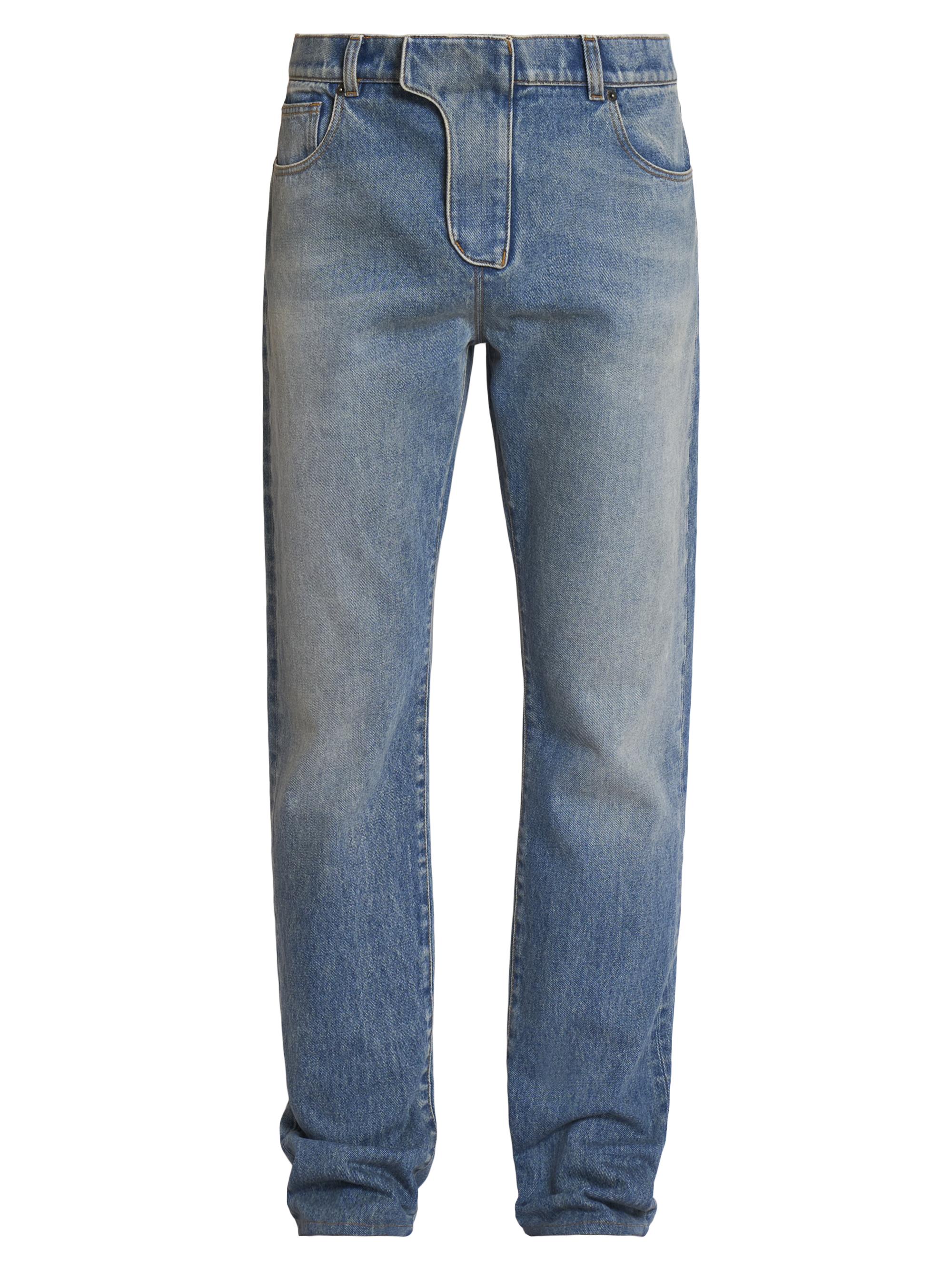 Balmain Men's Faded Straight Jeans - Blue Jean