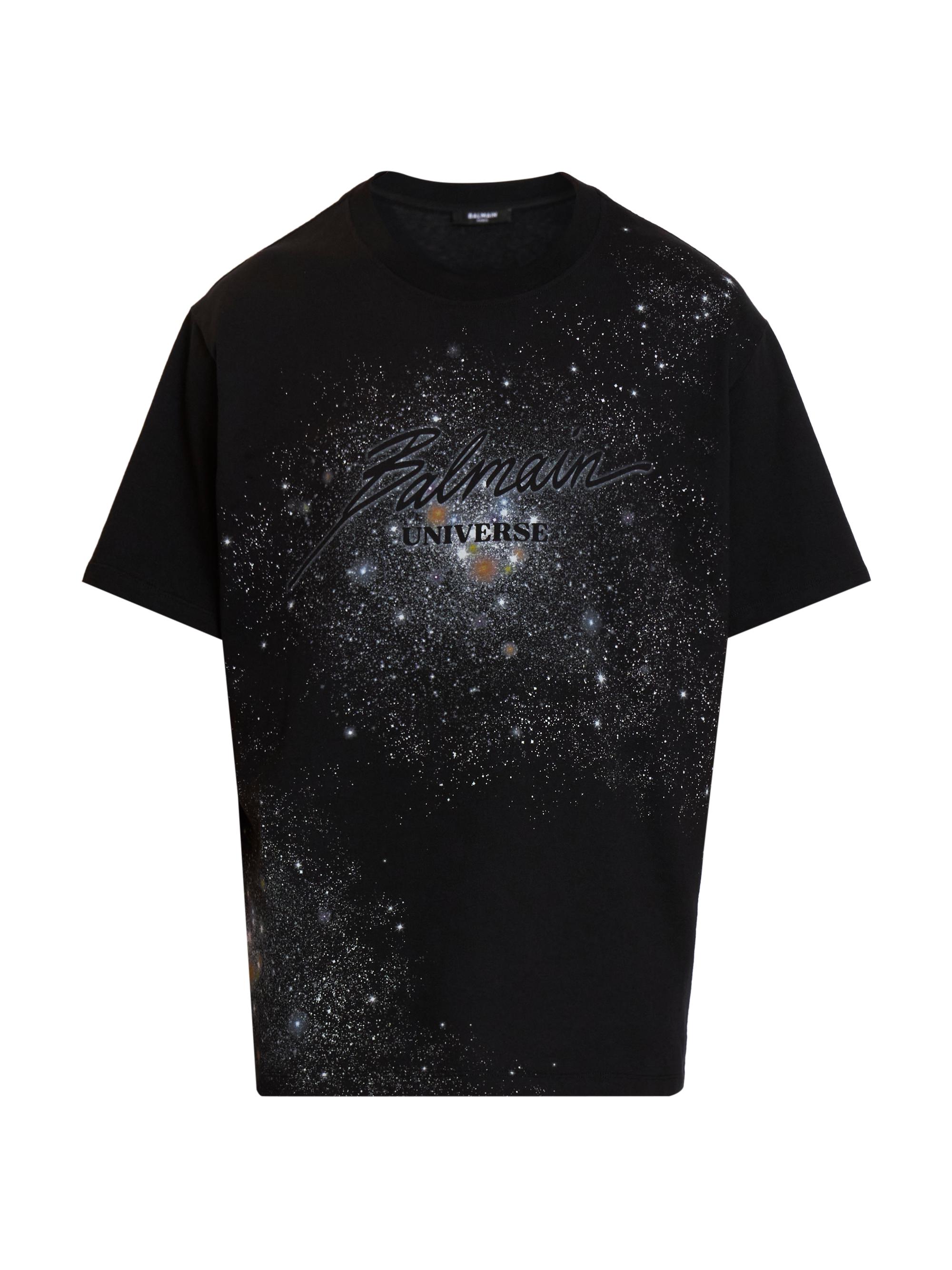Balmain Men's Universe & Stars Crewneck T-Shirt - Noir Multicolor