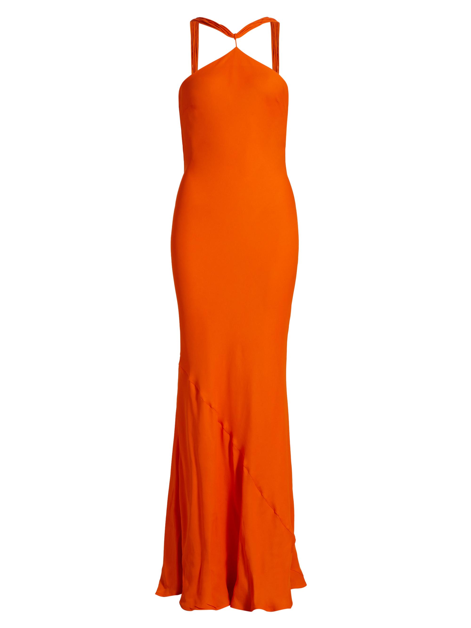Cult Gaia Women's Phoebe Viscose Halter Column Gown - Persimmon