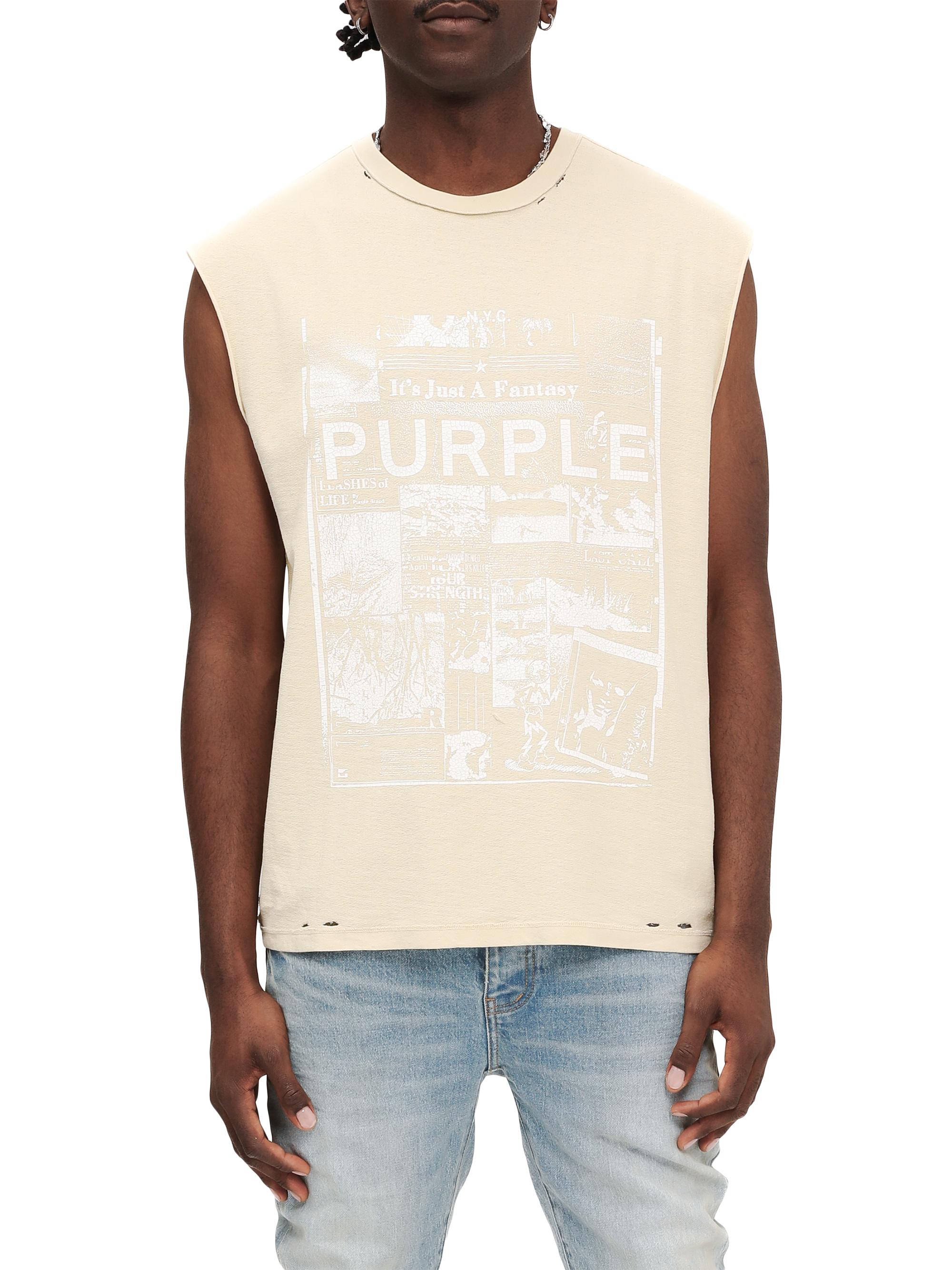 Purple Brand Men's Textured Cotton Jersey Muscle Tank - Ecru