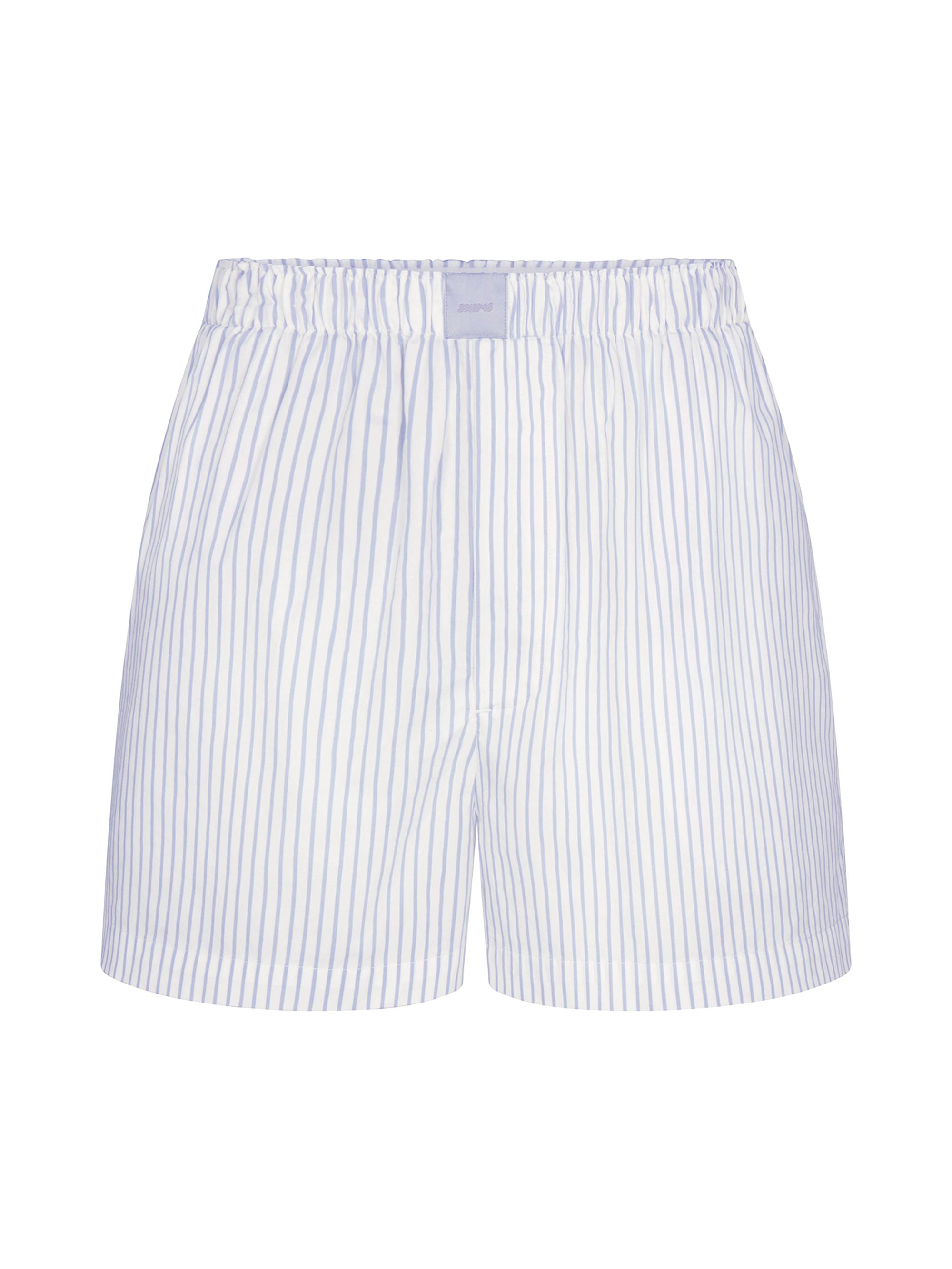 SKIMS Women's Cotton Poplin Boxer - Zen Blue Stripe