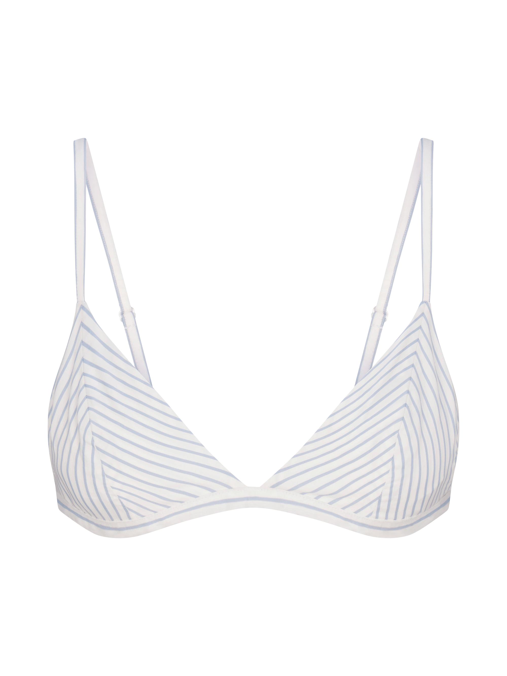 SKIMS Women's Cotton Poplin Triangle Bralette - Zen Blue Stripe