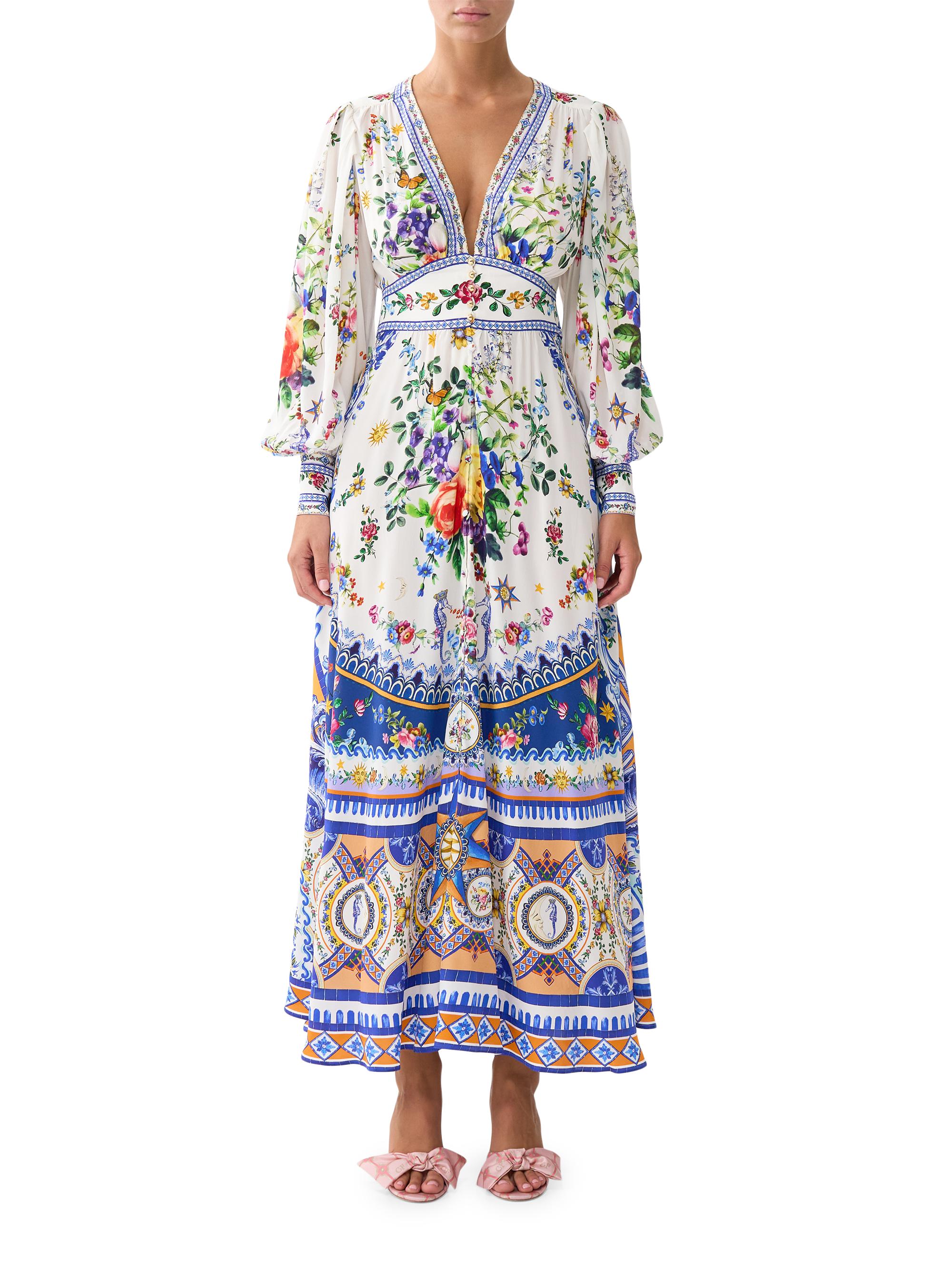 empire waist tiered maxi dress Long Sleeve Empire Waist Maxi Dress