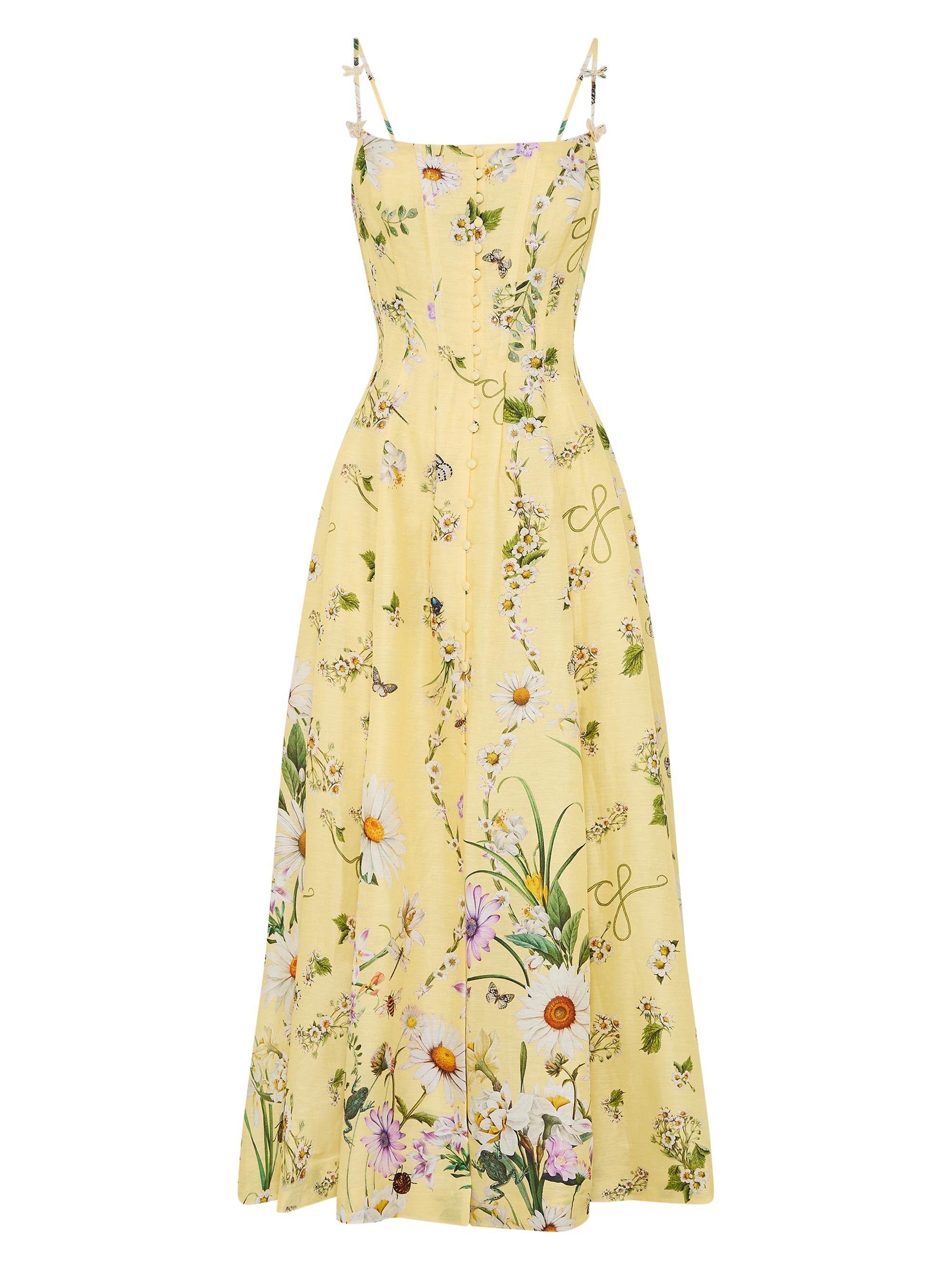 Camilla Daisy Chains Floral Linen-Silk Midi-Dress | Saks Fifth Avenue