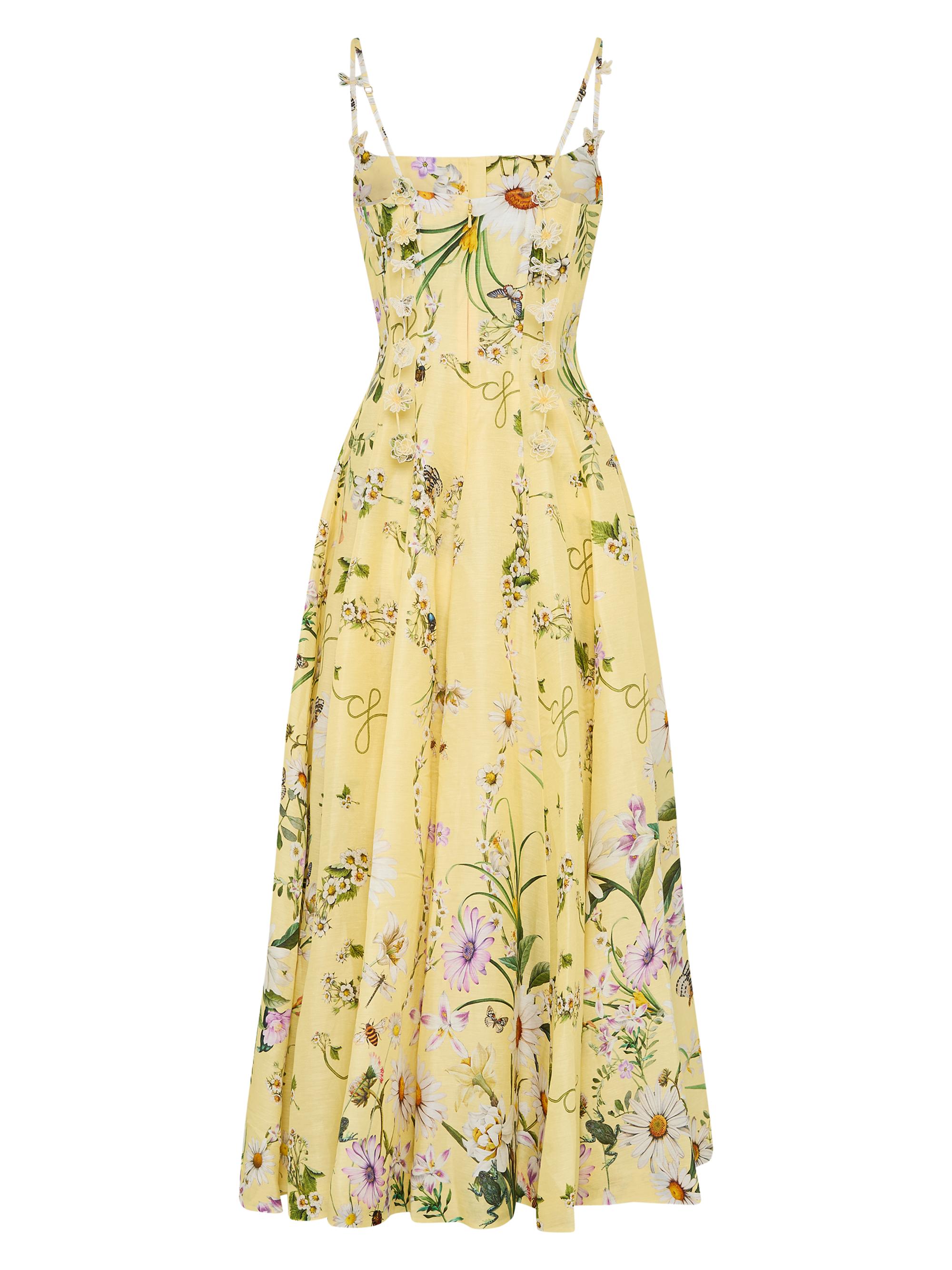 Camilla Daisy Chains Floral Linen-Silk Midi-Dress | Saks Fifth Avenue