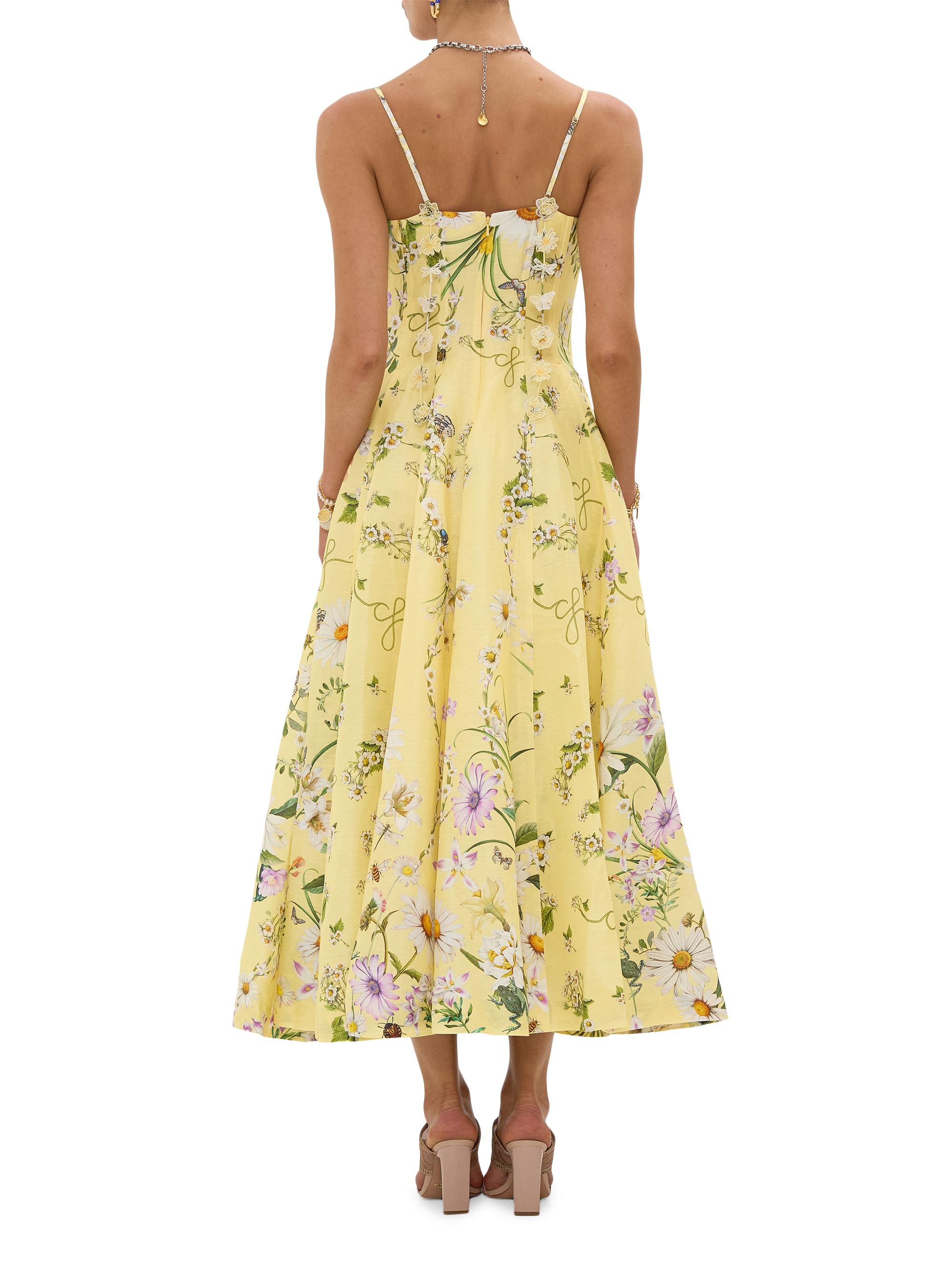 Camilla Daisy Chains Floral Linen-Silk Midi-Dress | Saks Fifth Avenue