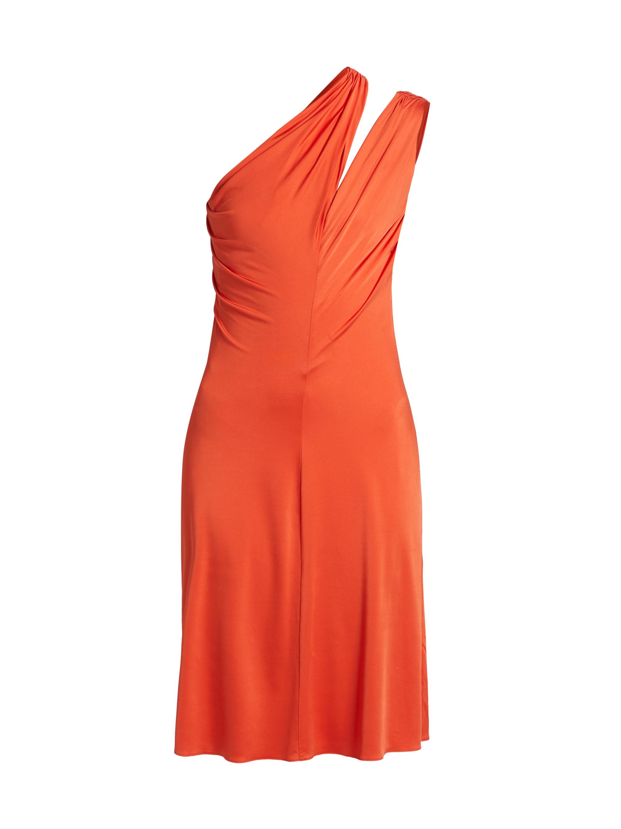 Versace Liquid Jersey One-Shoulder Cocktail Dress - Papaya