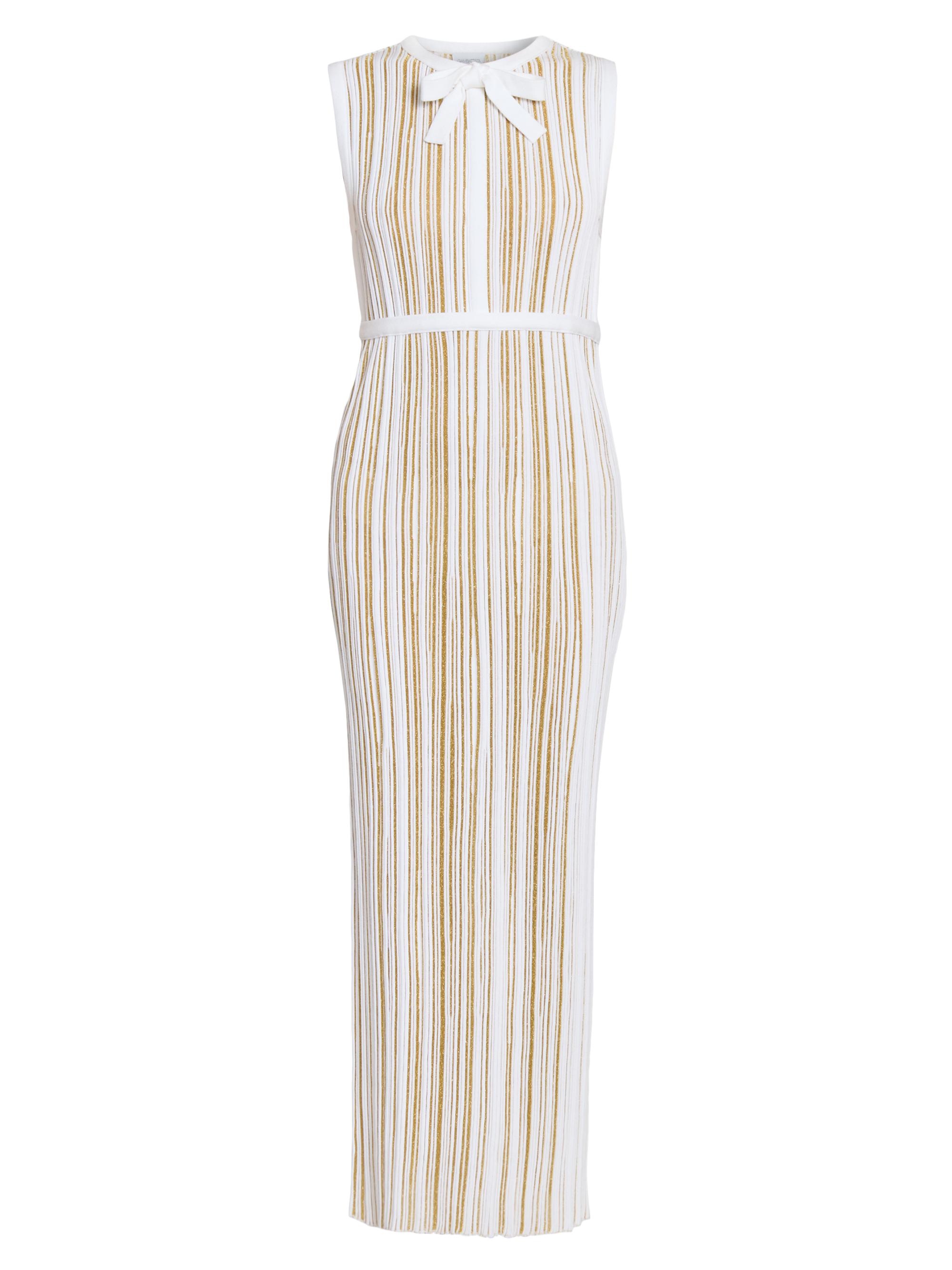 Giambattista Valli Women's Metallic Plissé Bow Midi-Dress - Gold