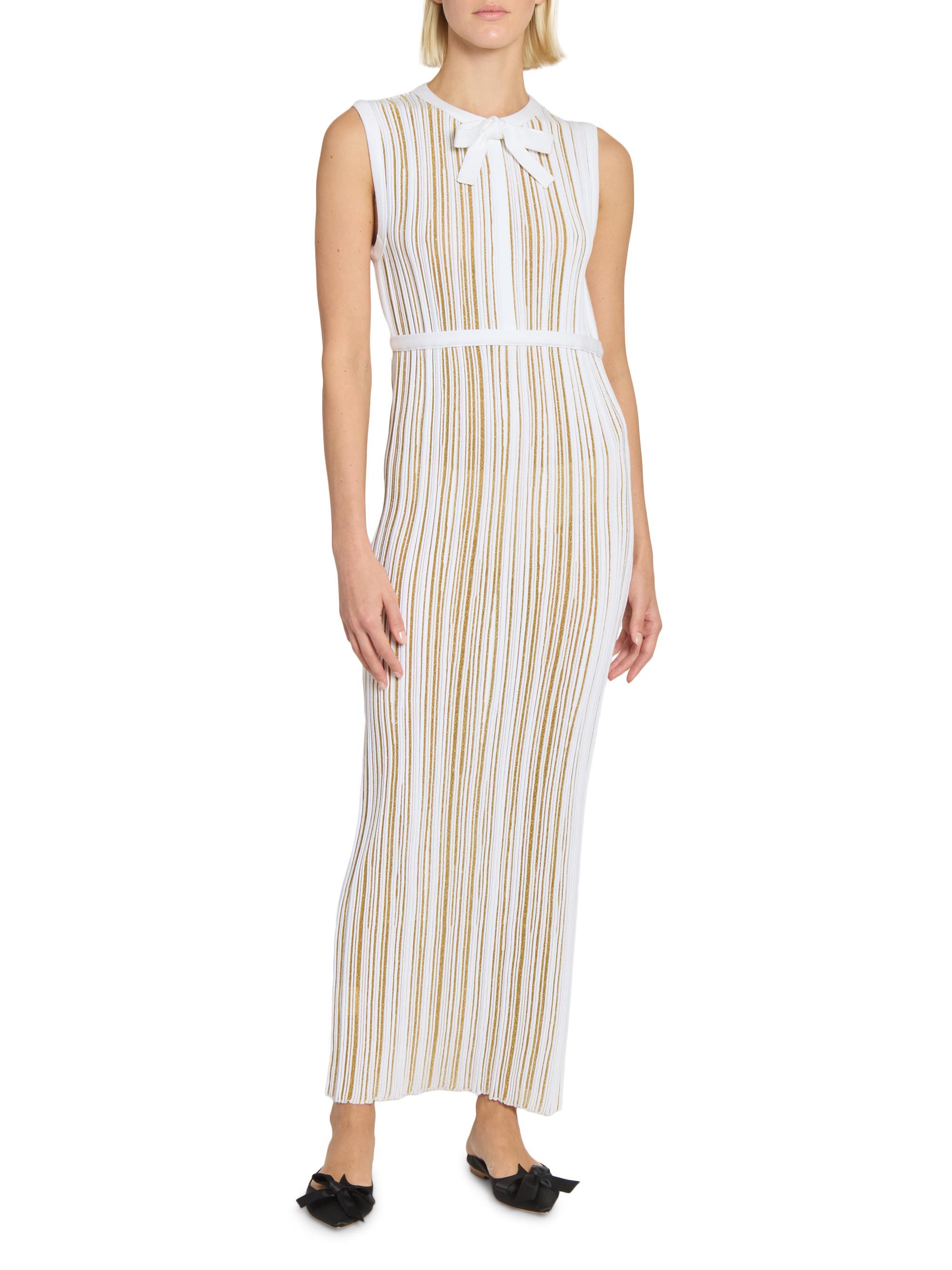 Giambattista Valli Metallic Pliss Bow Midi-Dress - Gold | Wom...