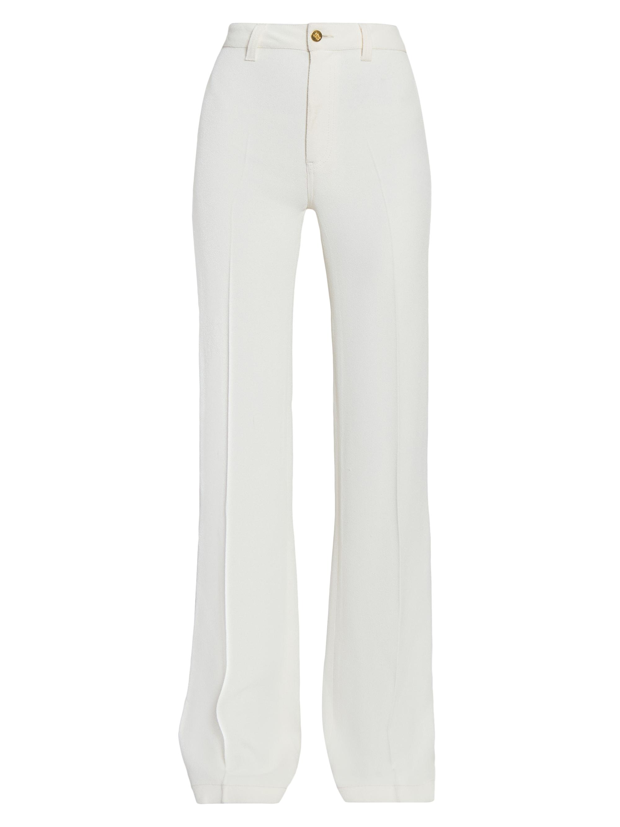 Giambattista Valli Women's Pintuck High-Rise Slim Trousers - White
