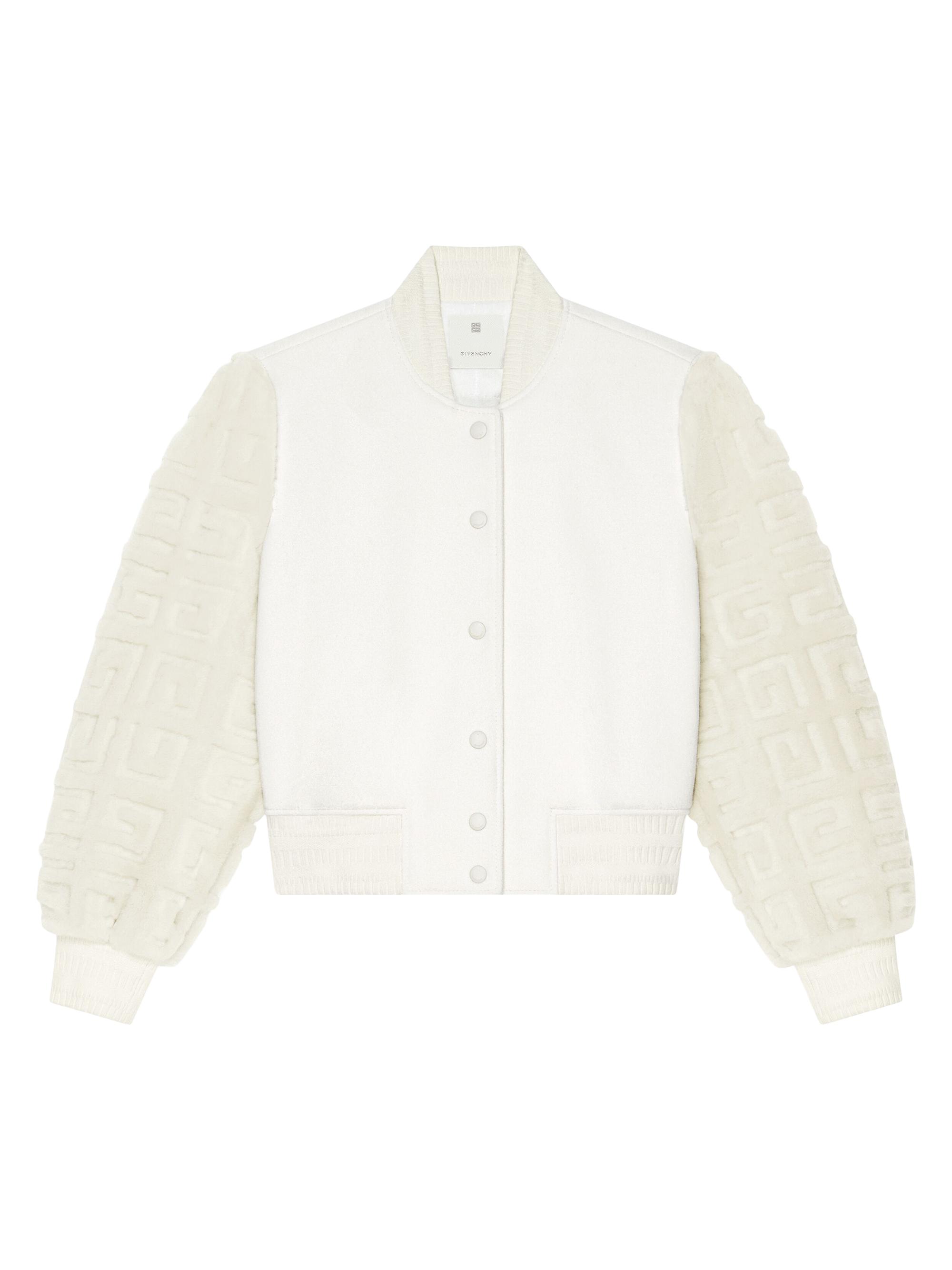 Givenchy Women's Cropped Varsity Jacket in Wool and 4G Fur - White