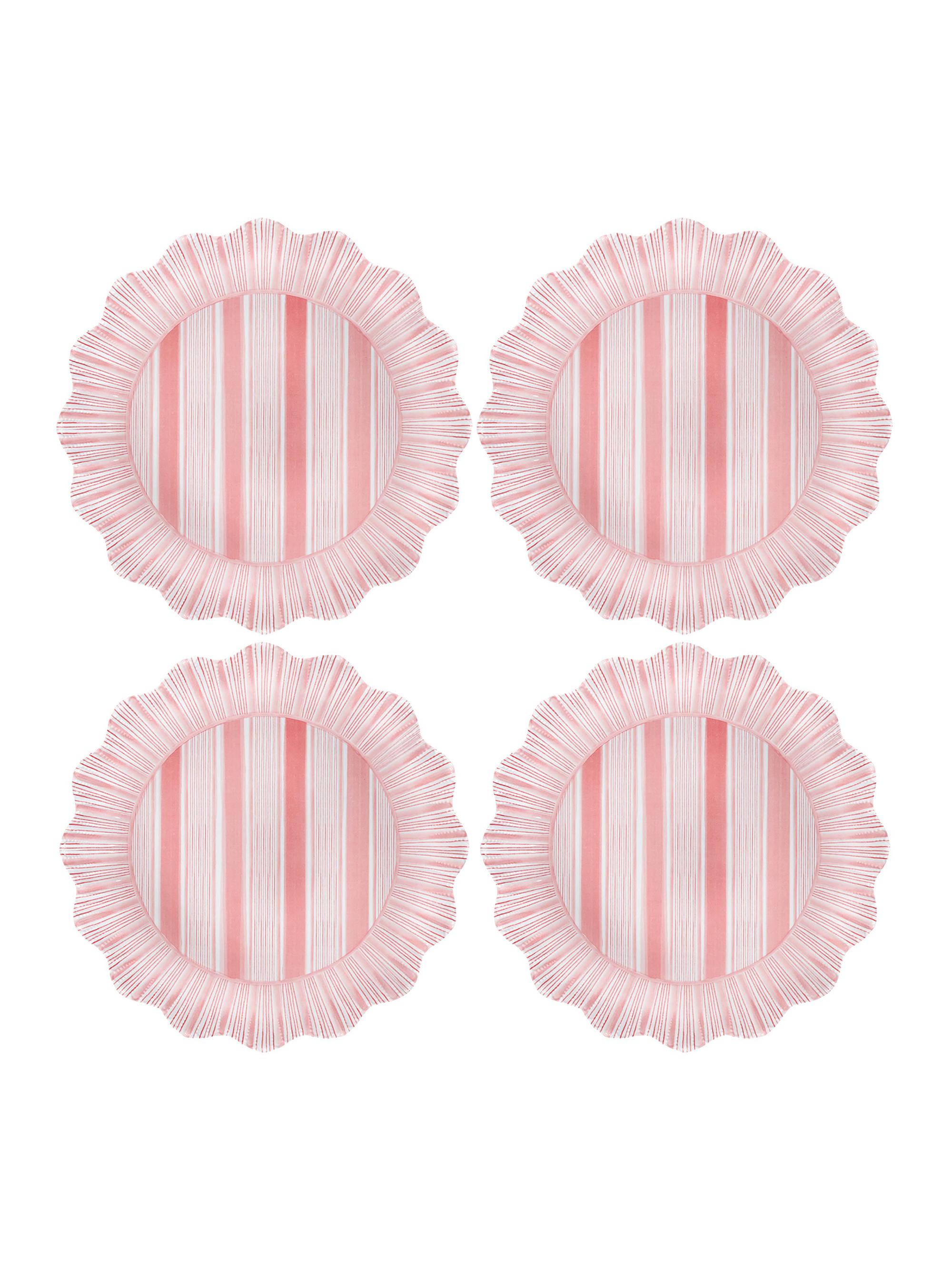 Juliska Cabana Stripe Melamine Plates 4-Piece Set - Pink Desert Plate