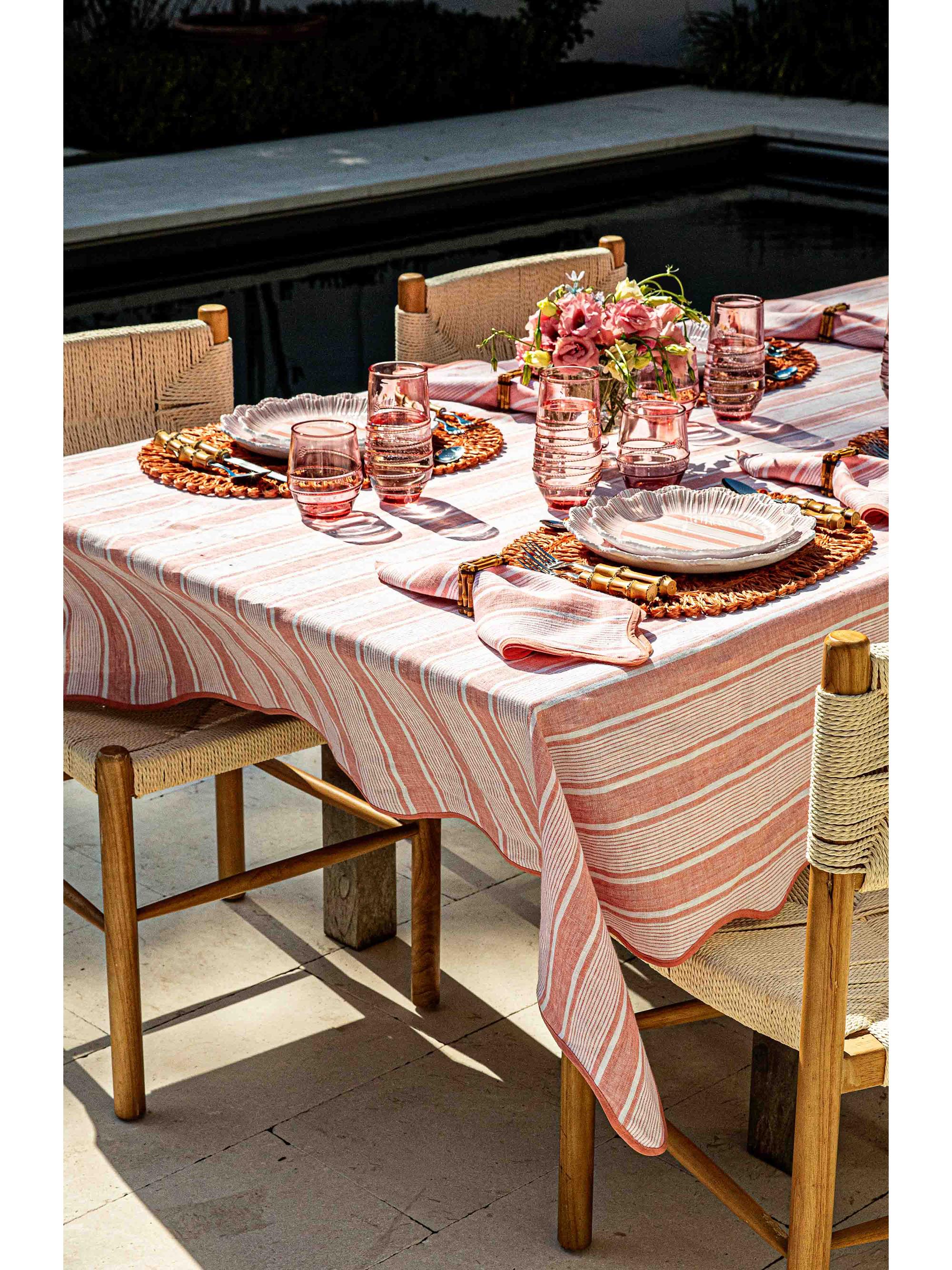 Juliska Cabana Stripe Tablecloth - Pink