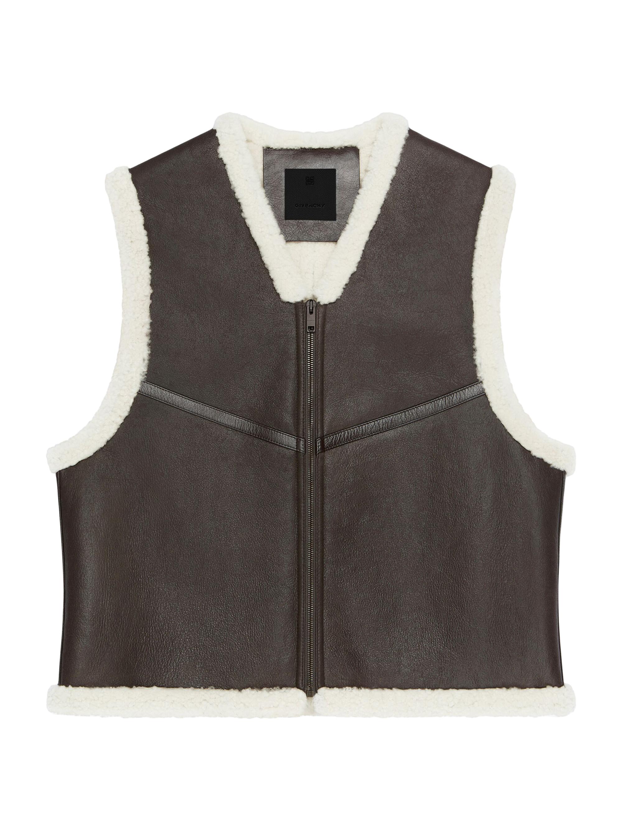 Givenchy Men's Waistcoat in Shearling - Brown Beige