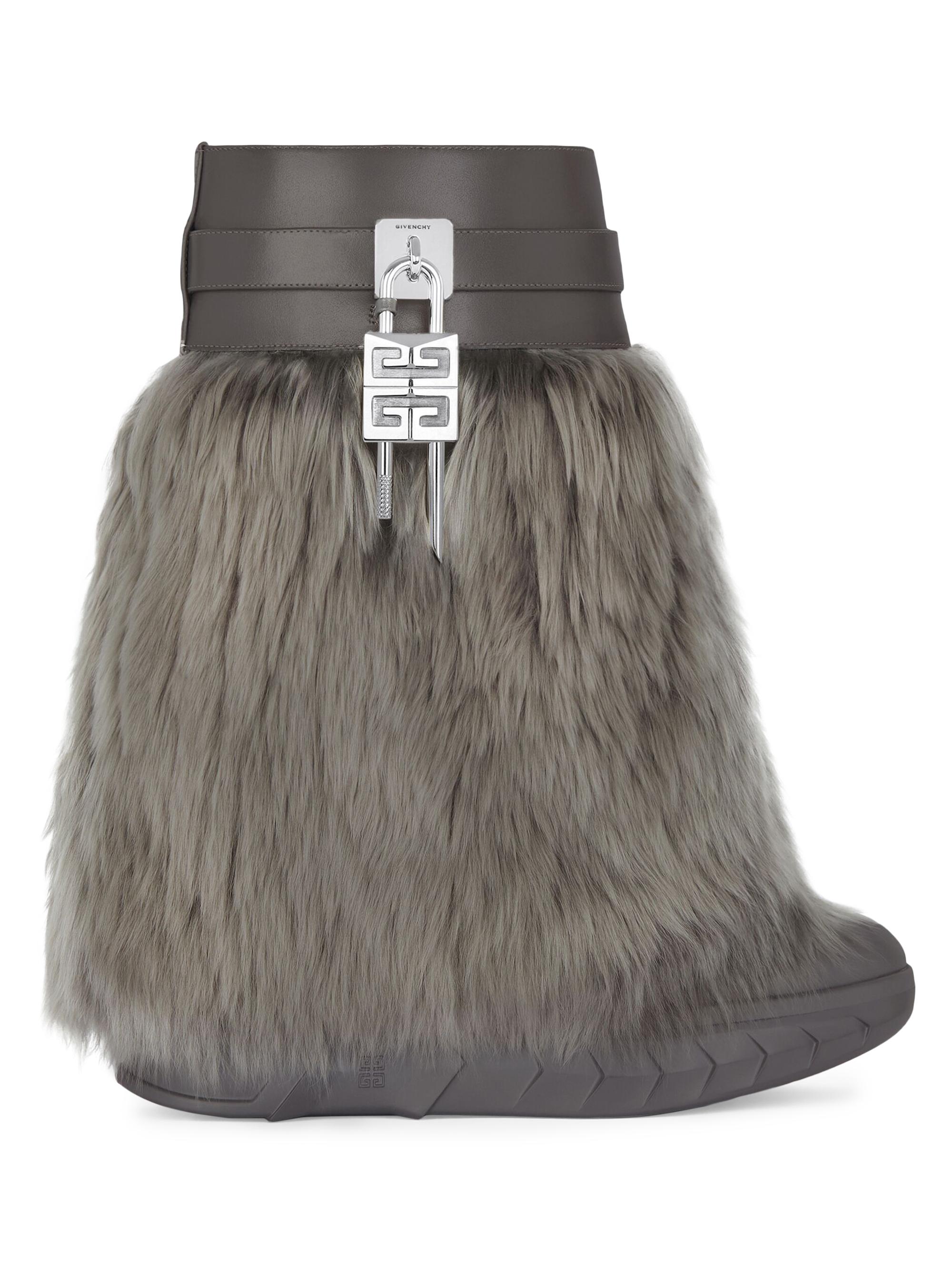 Givenchy Women's Shark Lock Biker Ankle Boots in Alpaca - Charcoal