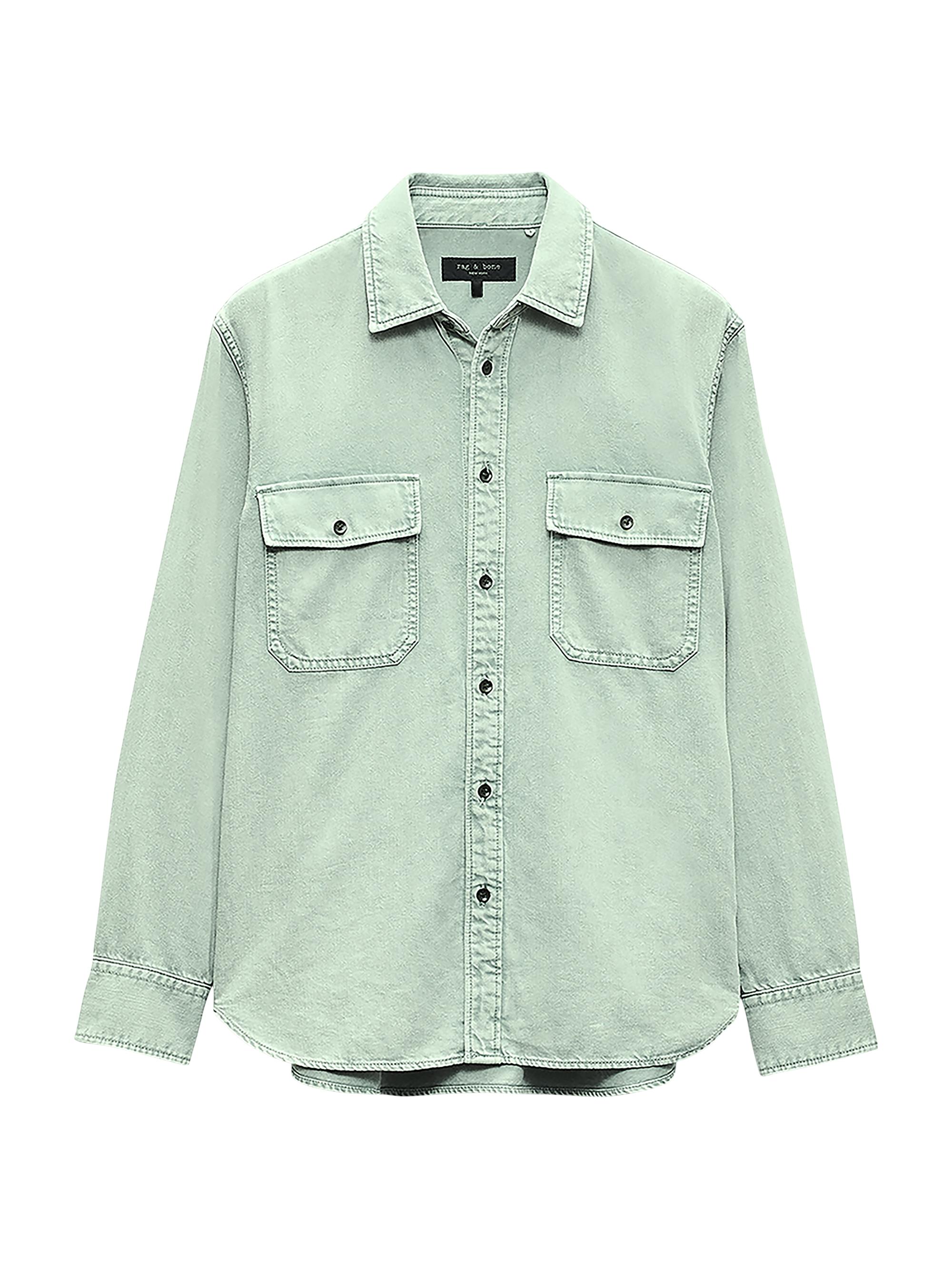 rag & bone Men's Stretch-Cotton Button-Front Shirt - Blue Grey
