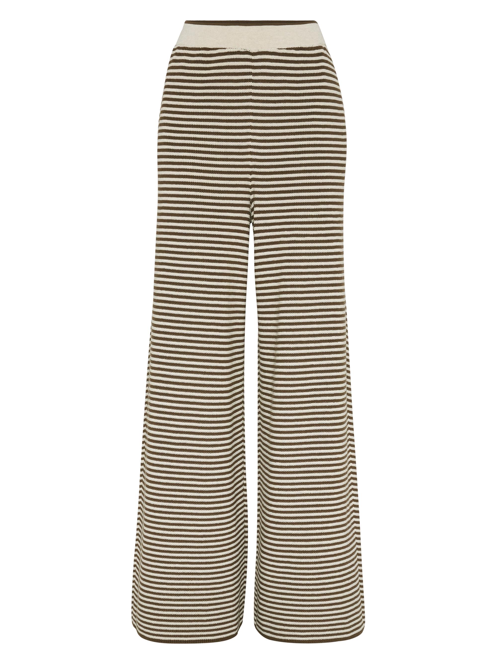 Brunello Cucinelli Women's Striped Cotton Knit Track Trousers - Brown