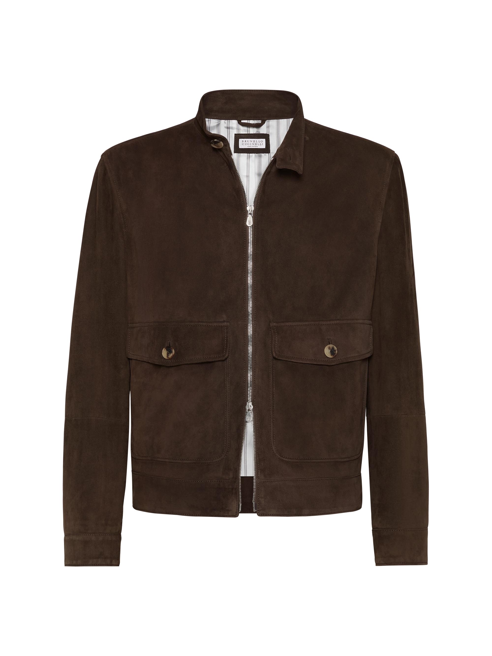 Brunello Cucinelli Men's Suede Outerwear Jacket - Brown