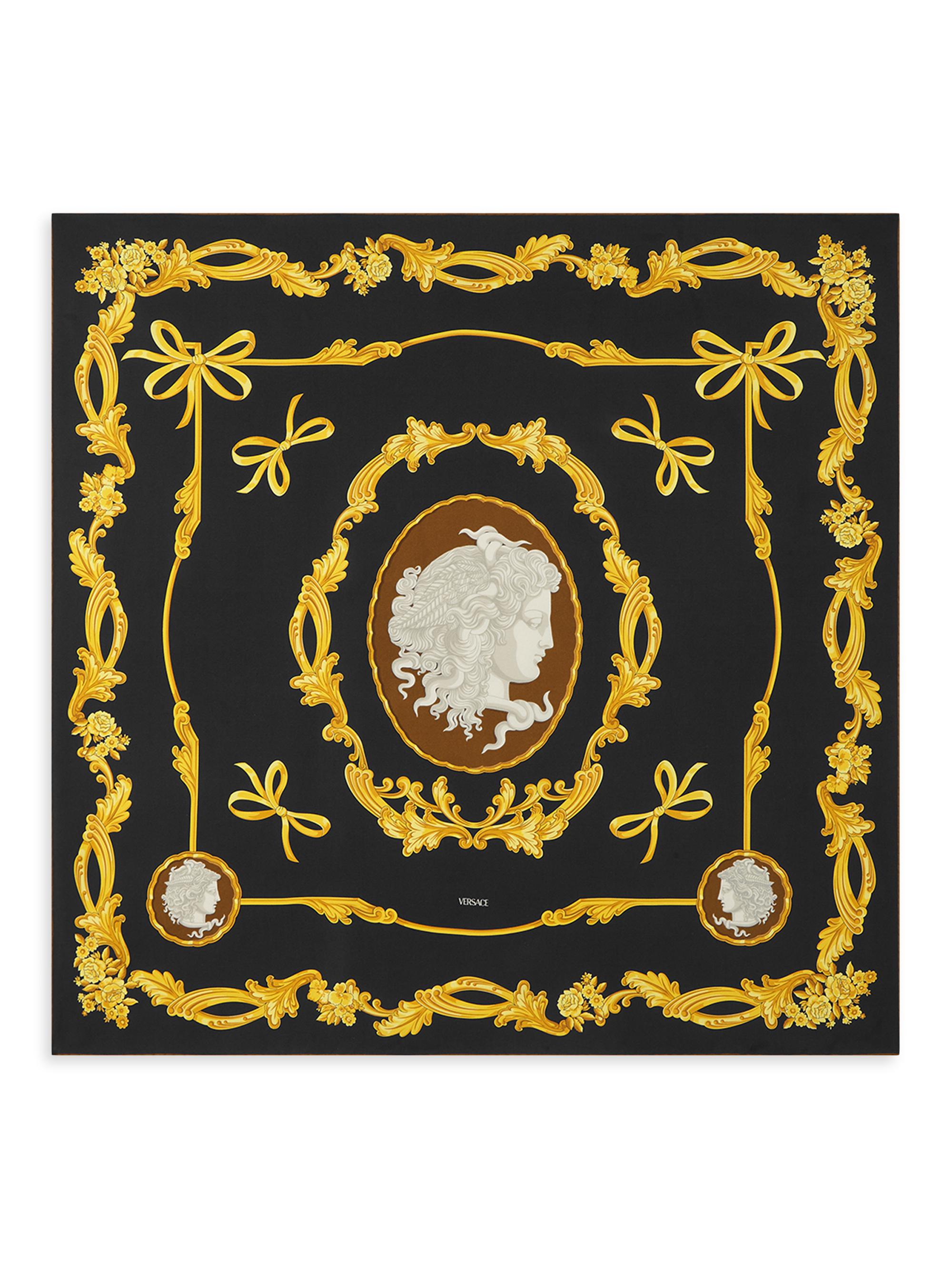Versace Men's Medusa Cameo Silk Twill Scarf - Black Gold