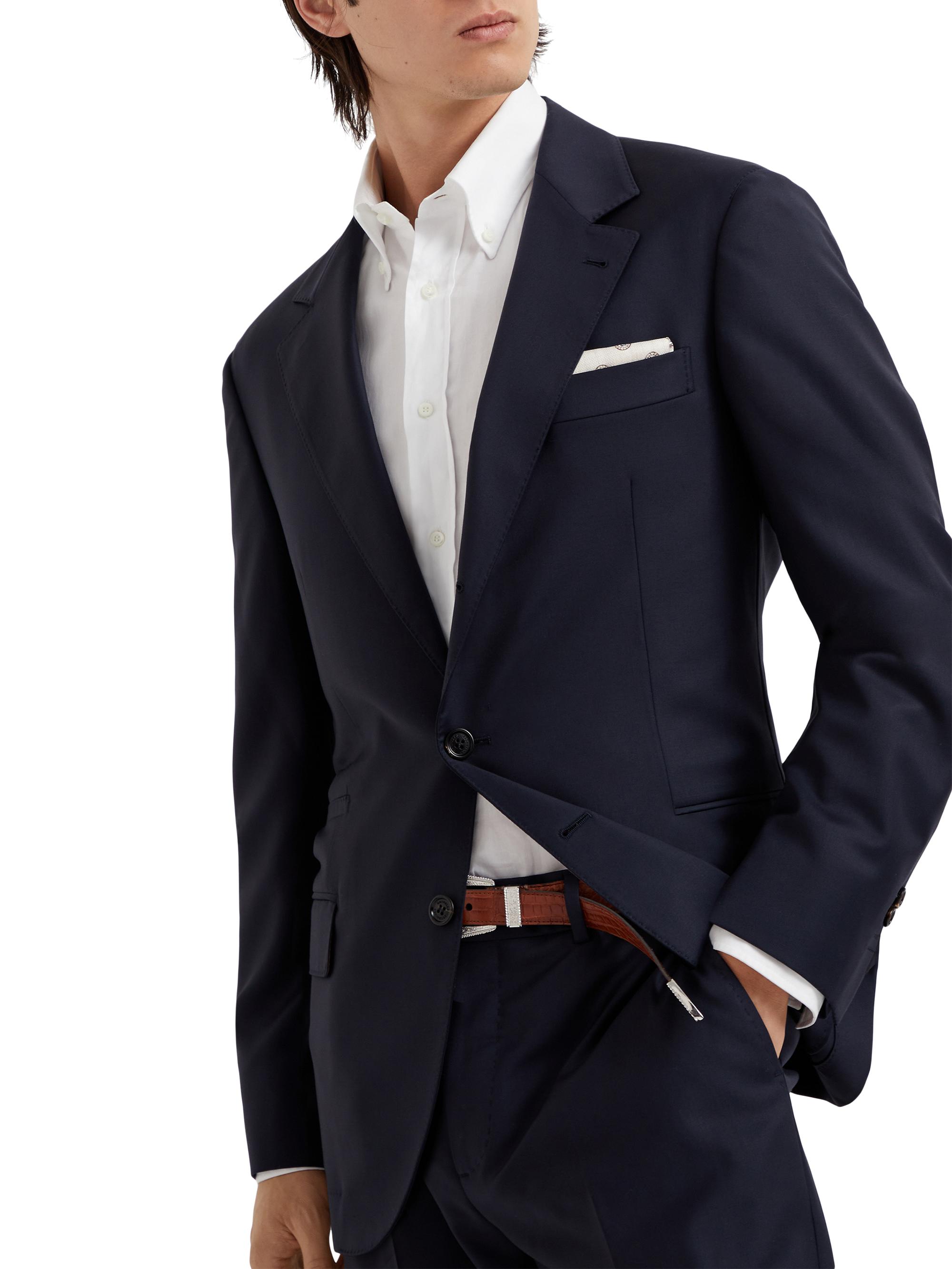 Brunello Cucinelli Men's Super 150s Virgin Wool Four Season Batavia Twill Blazer - Anthracite