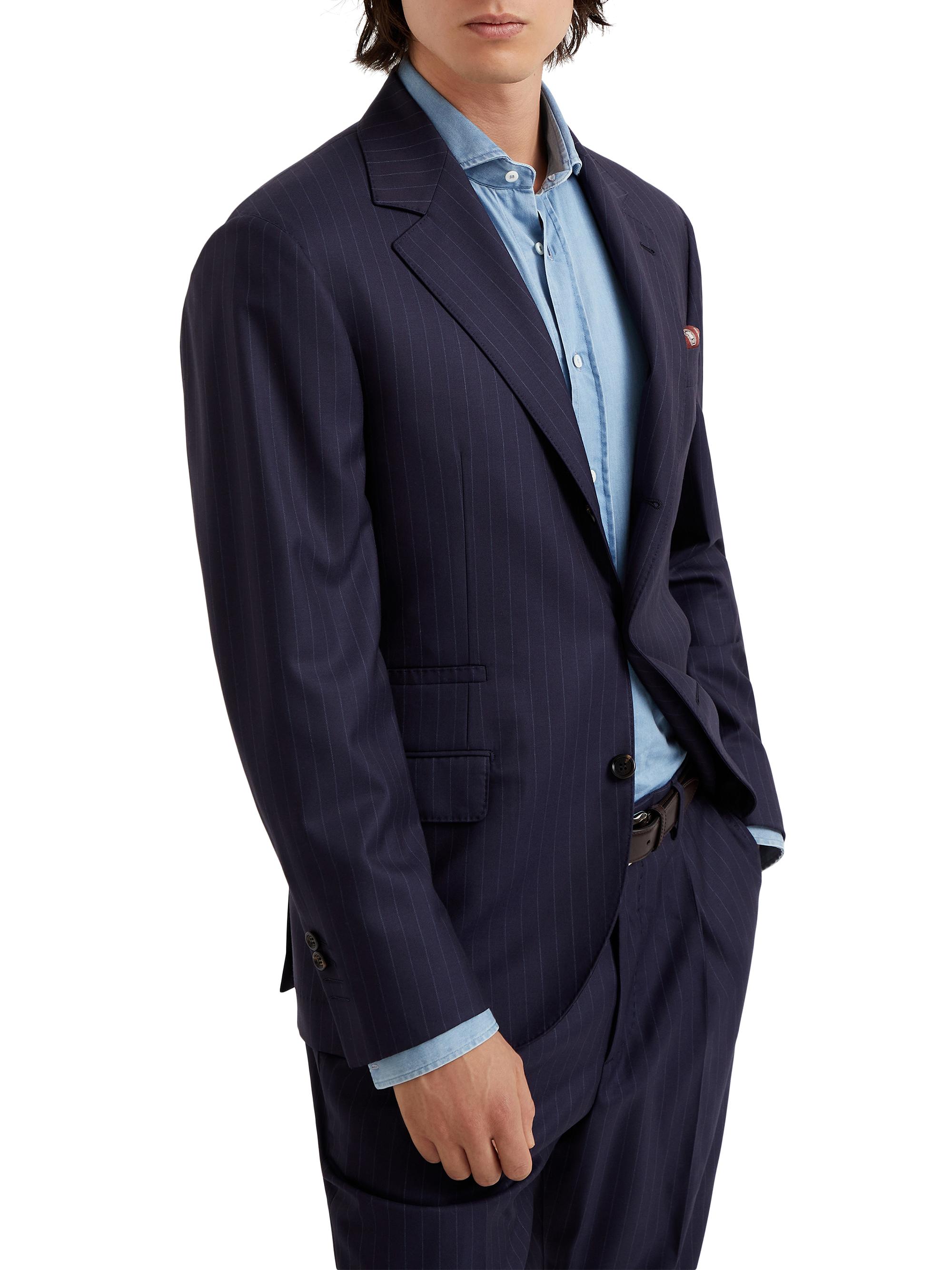 Brunello Cucinelli Men's Virgin Wool Chalk Stripe Batavia Blazer - Grey