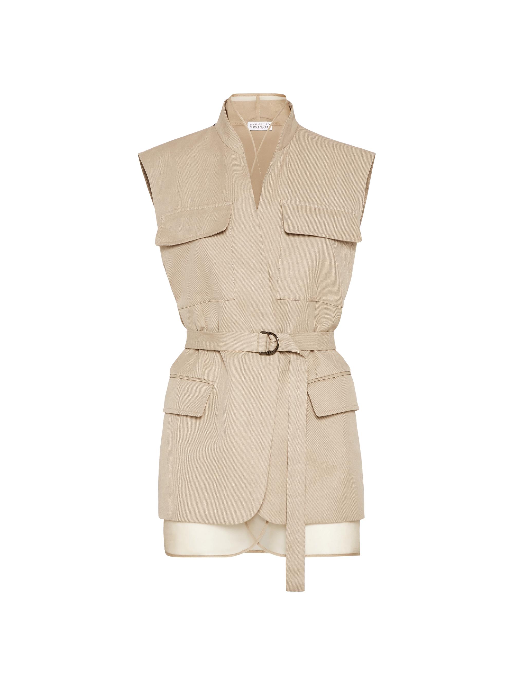 Brunello Cucinelli Women's Cotton and Linen Cover Vest with Detachable Organza Insert - Beige