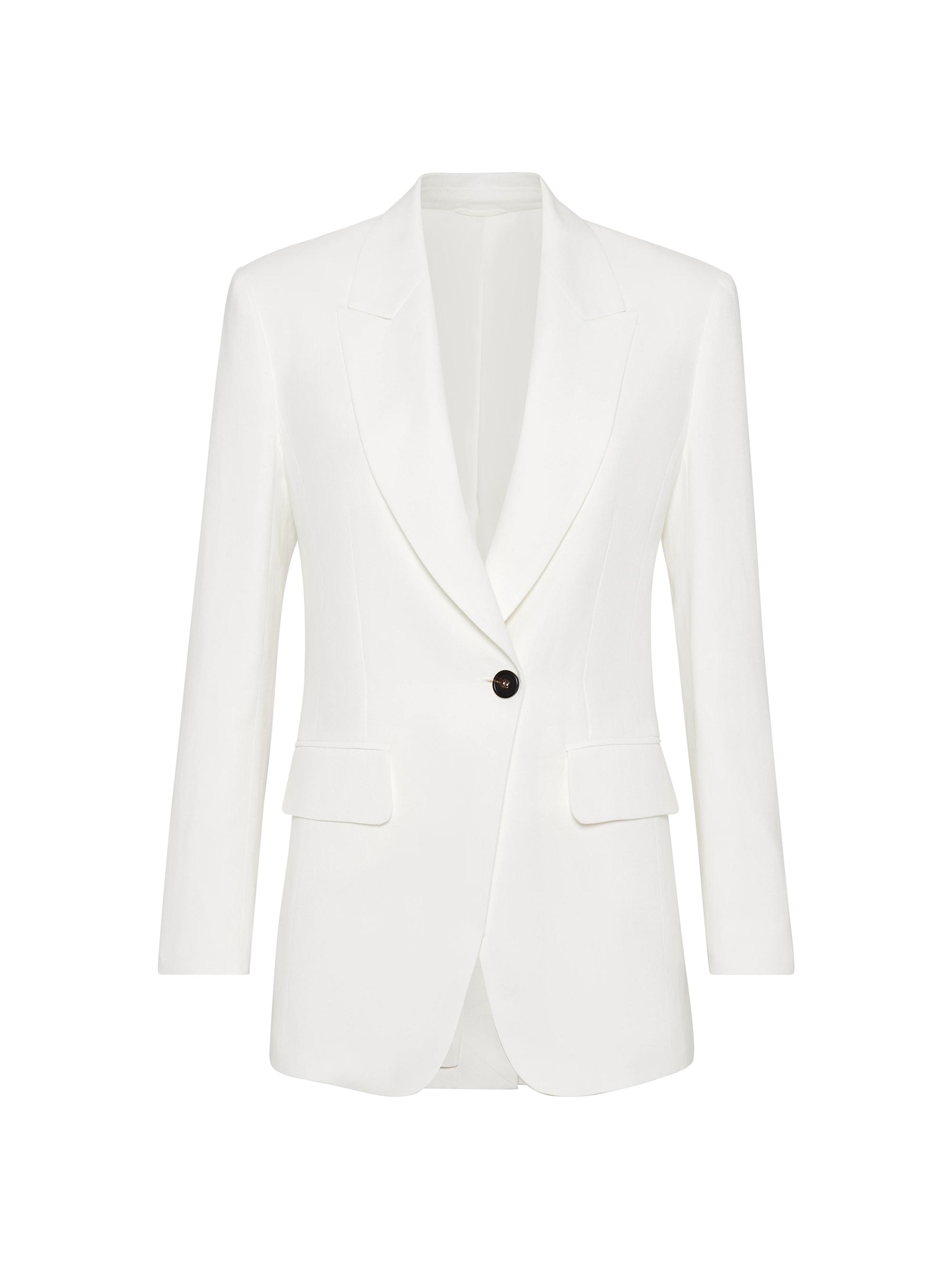 Brunello Cucinelli Women's Viscose and Linen Fluid Twill Blazer - White