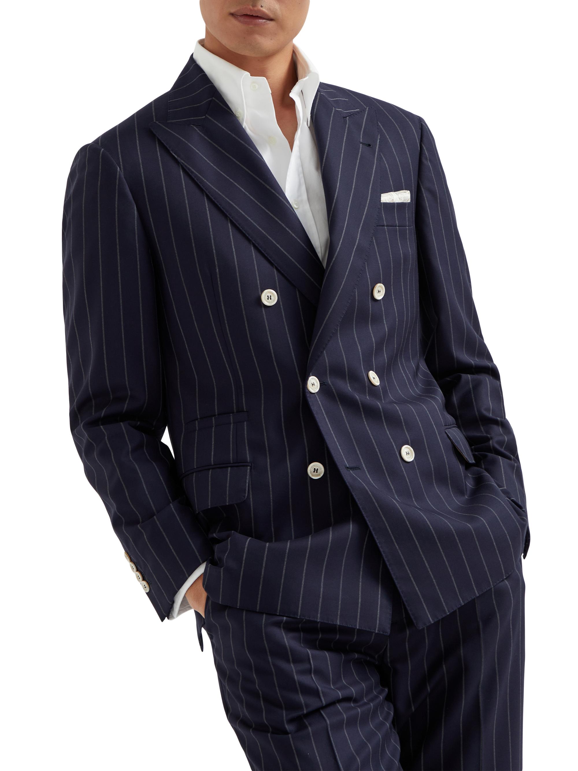 Brunello Cucinelli Men's One and a Half Breasted Blazer in Super 150s Virgin Wool - Blue