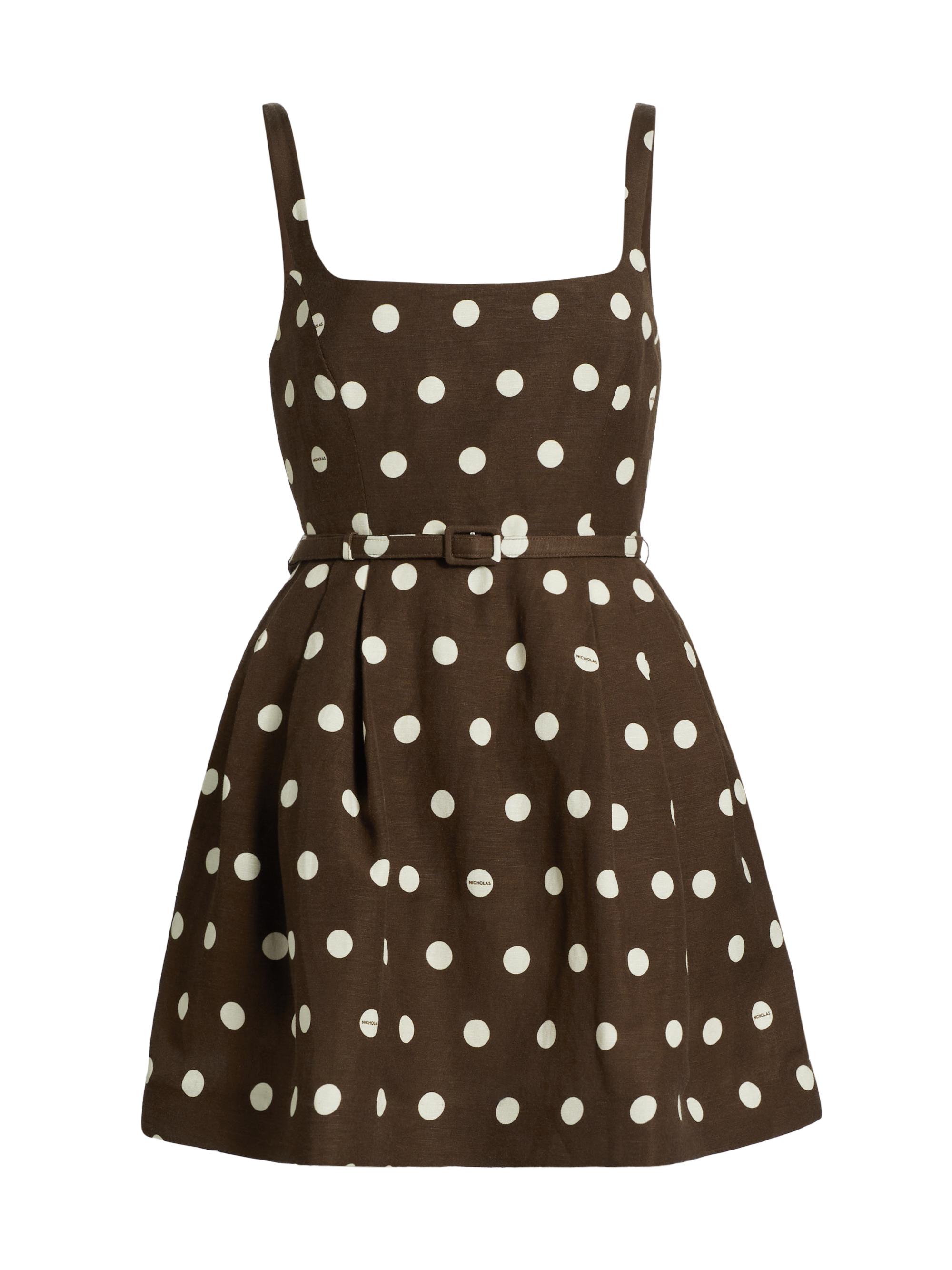 Nicholas the Label Women's Demetra Polka Dot Fit & Flare Minidress - Chocolate  Polka Dot