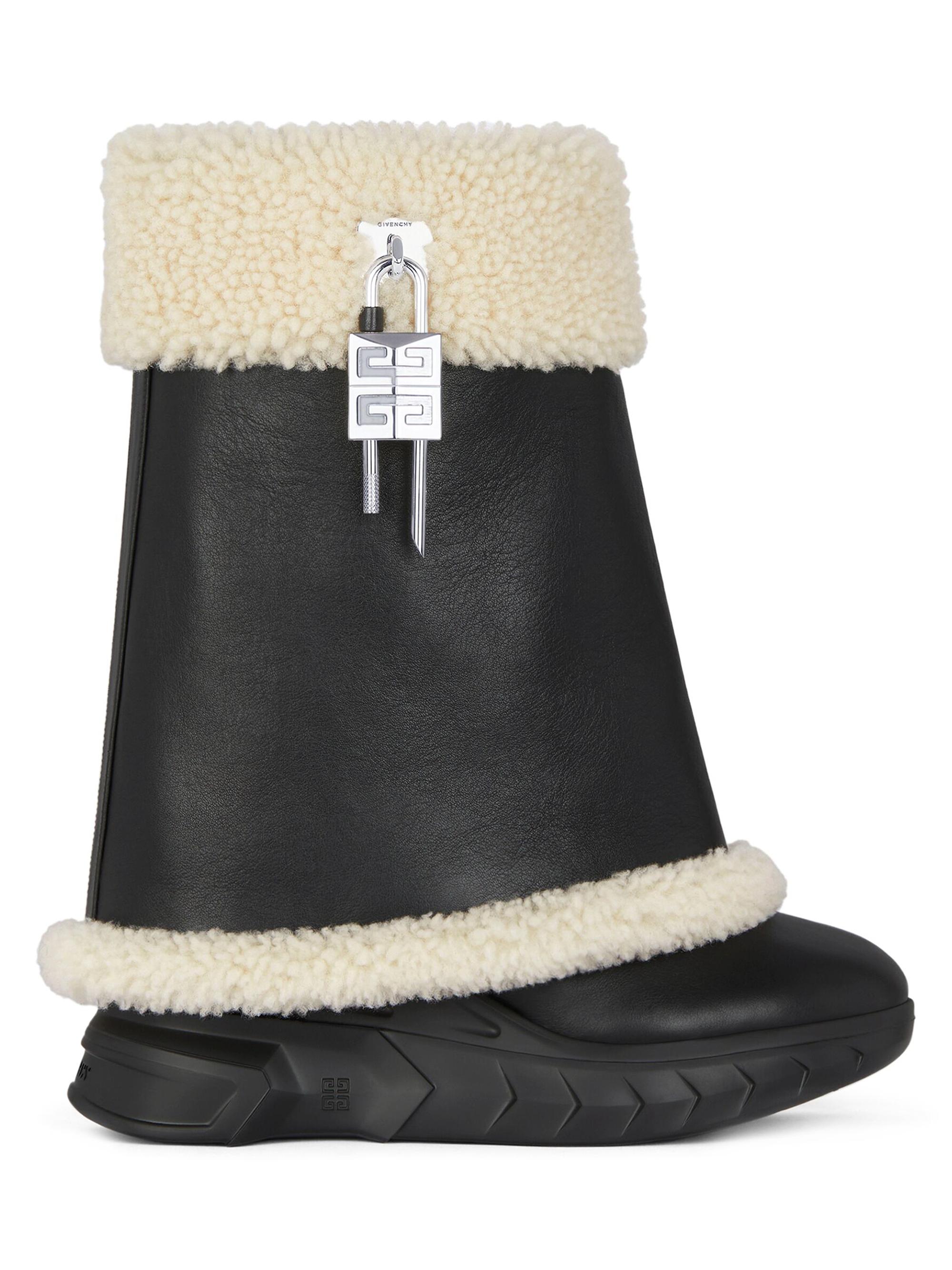 Givenchy Women's Shark Lock Biker Ankle Boots - Black Beige