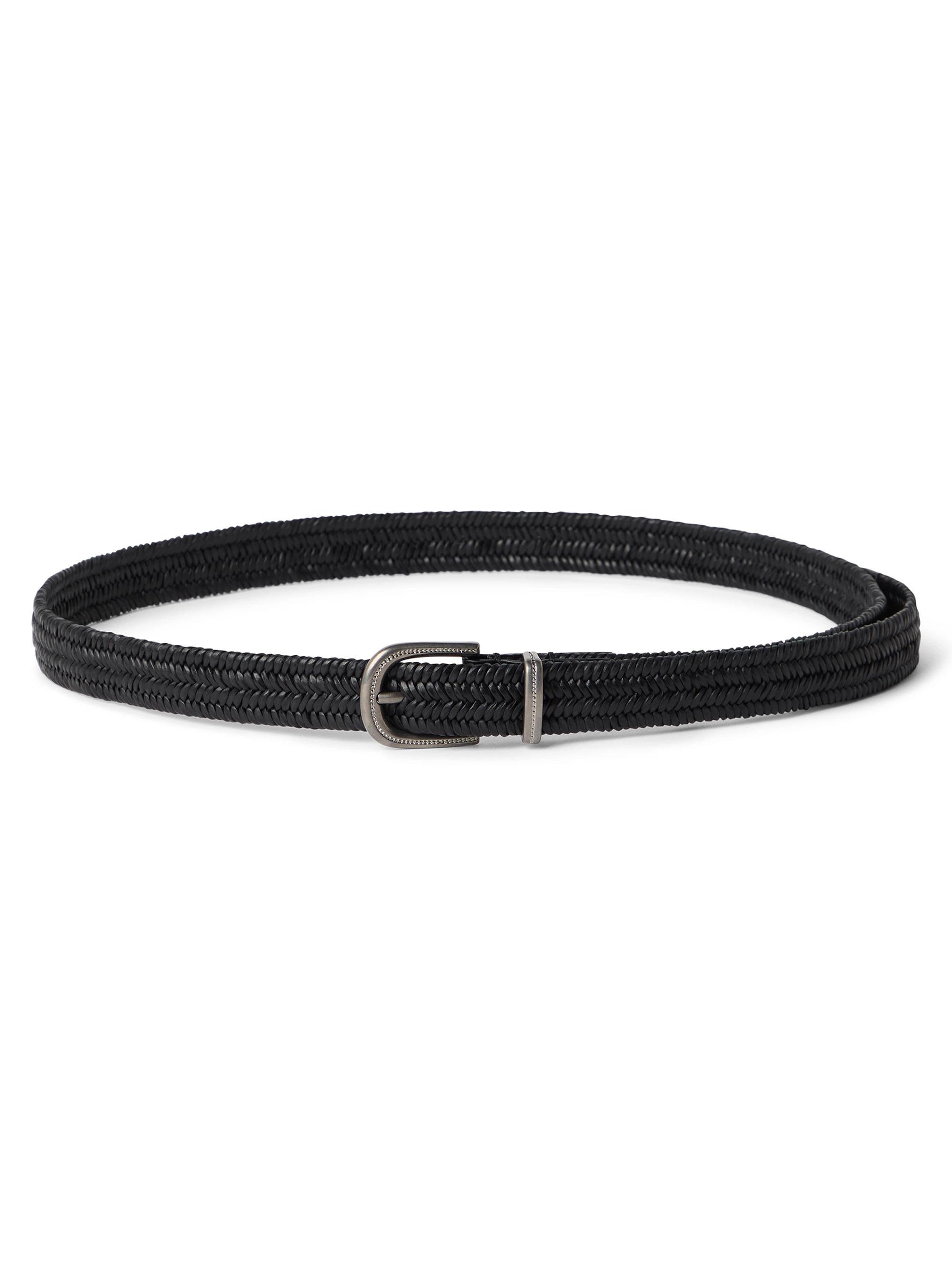 Brunello Cucinelli Women's Stretch Braided Leather Belt - Black