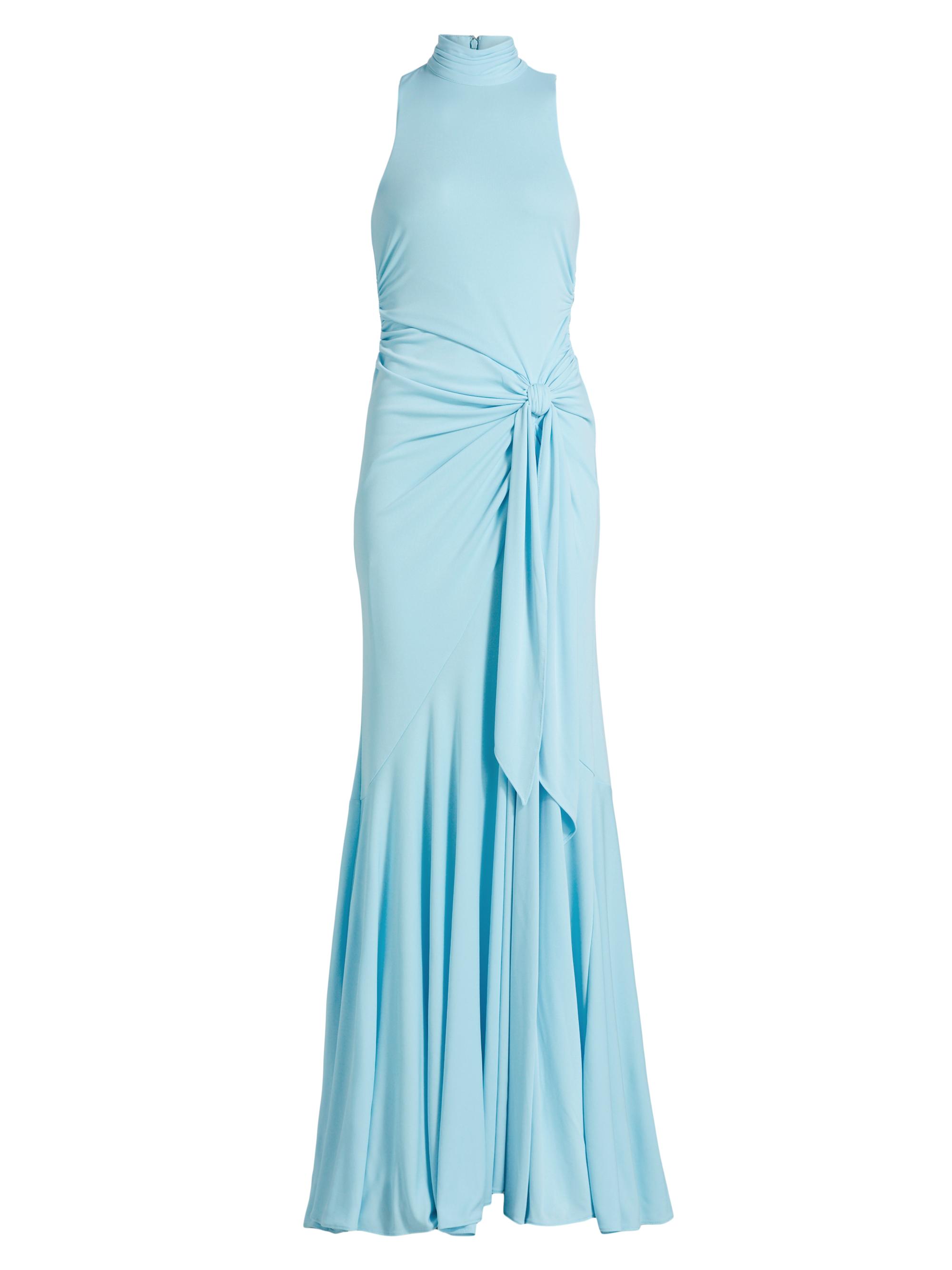Cinq à Sept Women's Rori High-Neck Knot-Waist Gown - Light Cyan