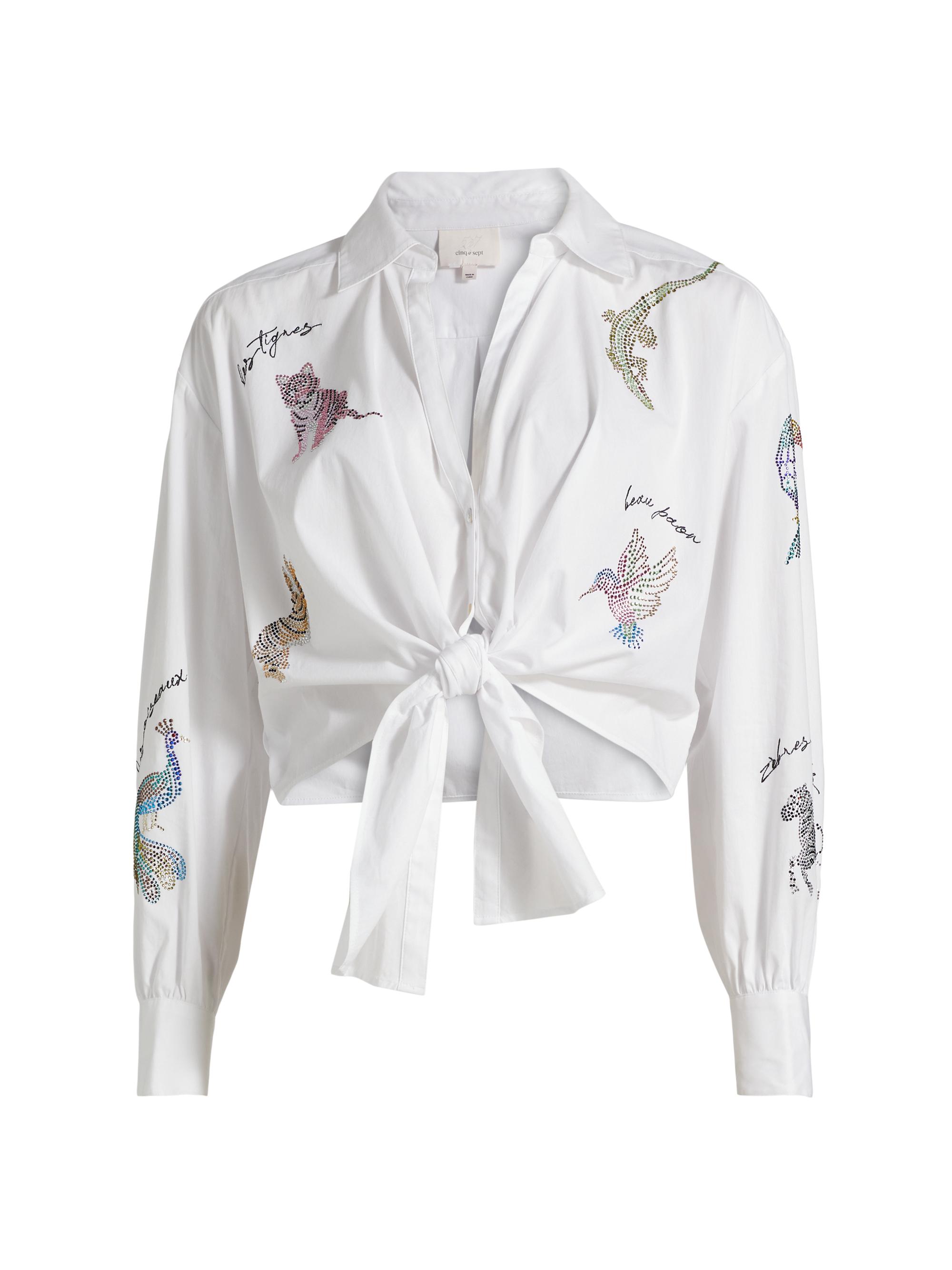 CINQ A SEPT Women's Jungle Heatset Mariana Top - White