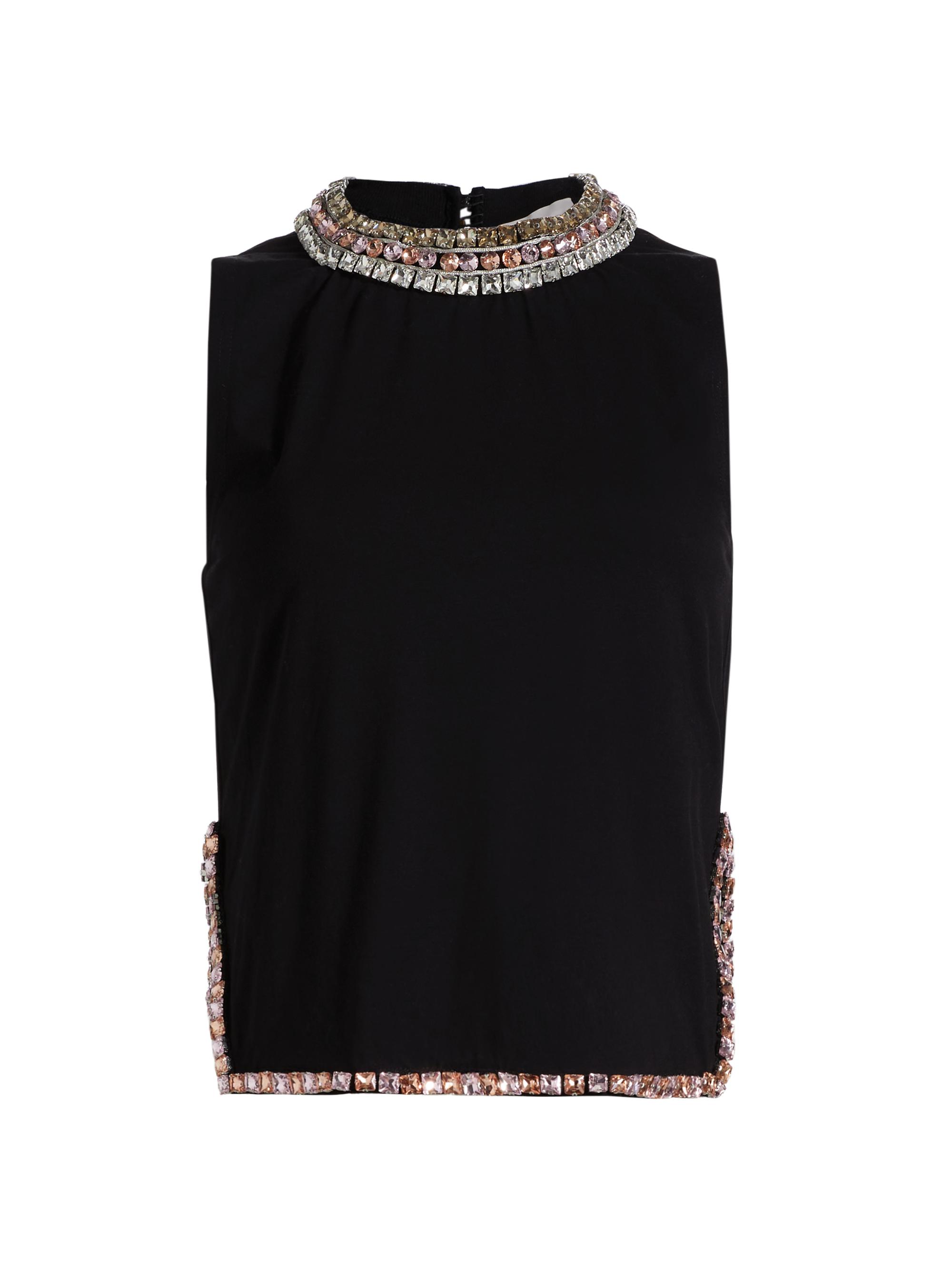 CINQ A SEPT Women's Petula Embellished Cotton Sleeveless Top - Black
