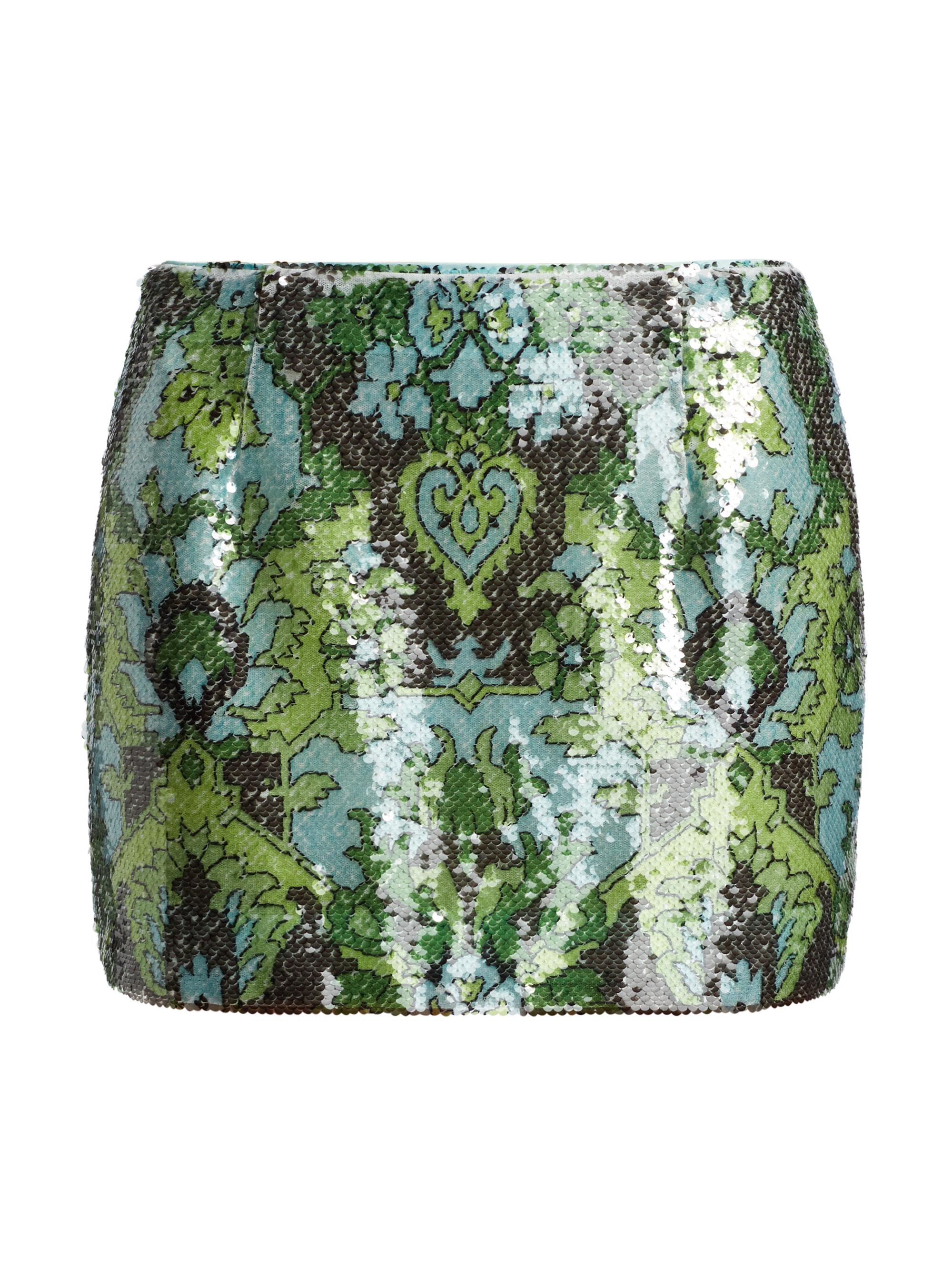 CINQ A SEPT Women's Aspen Sequined Damask Miniskirt - Light Cyan Multi