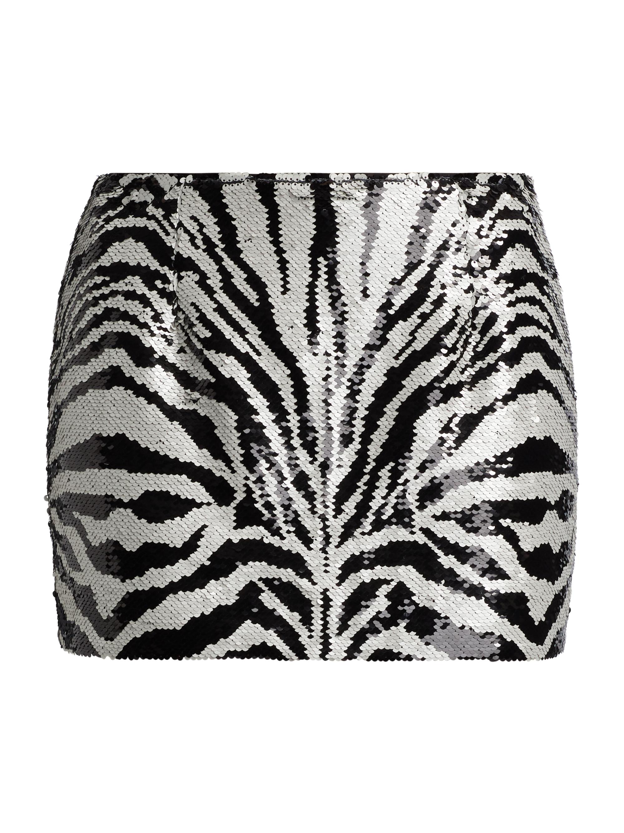 CINQ A SEPT Women's Juno Sequined Zebra Miniskirt - Alabaster Black
