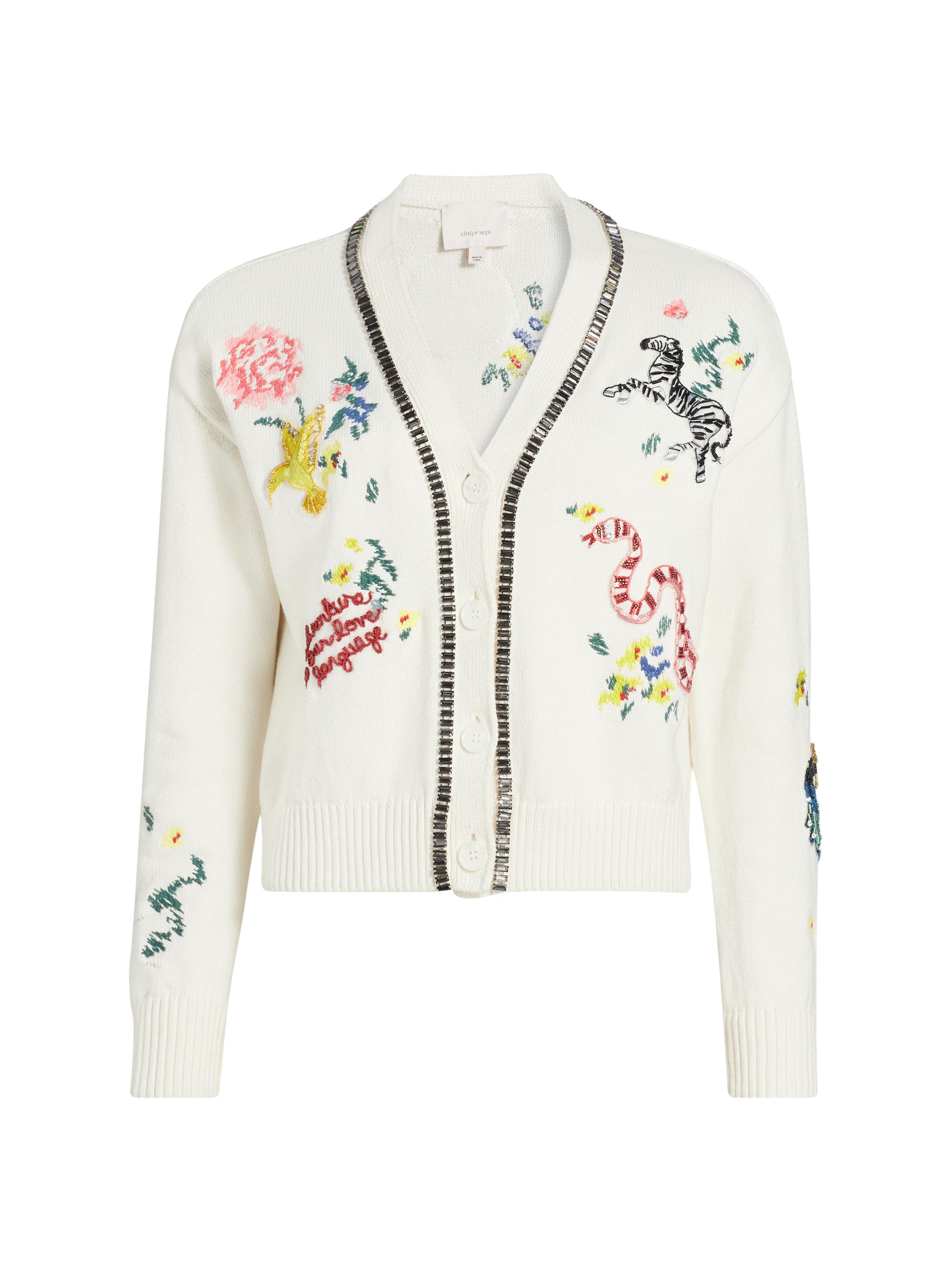 CINQ A SEPT Women's Patch Animal Nyla Cardigan -  Multi