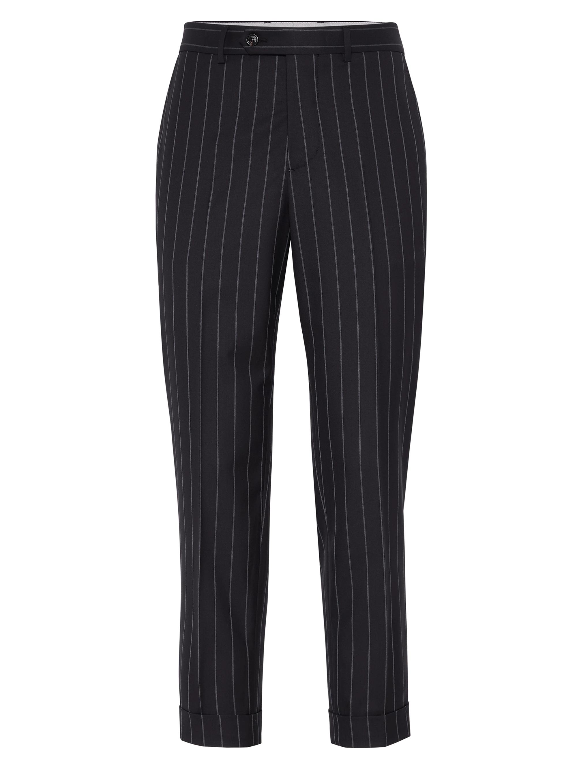 Brunello Cucinelli Men's Super 150s Virgin Wool Wide Formal Fit Trousers - Grey