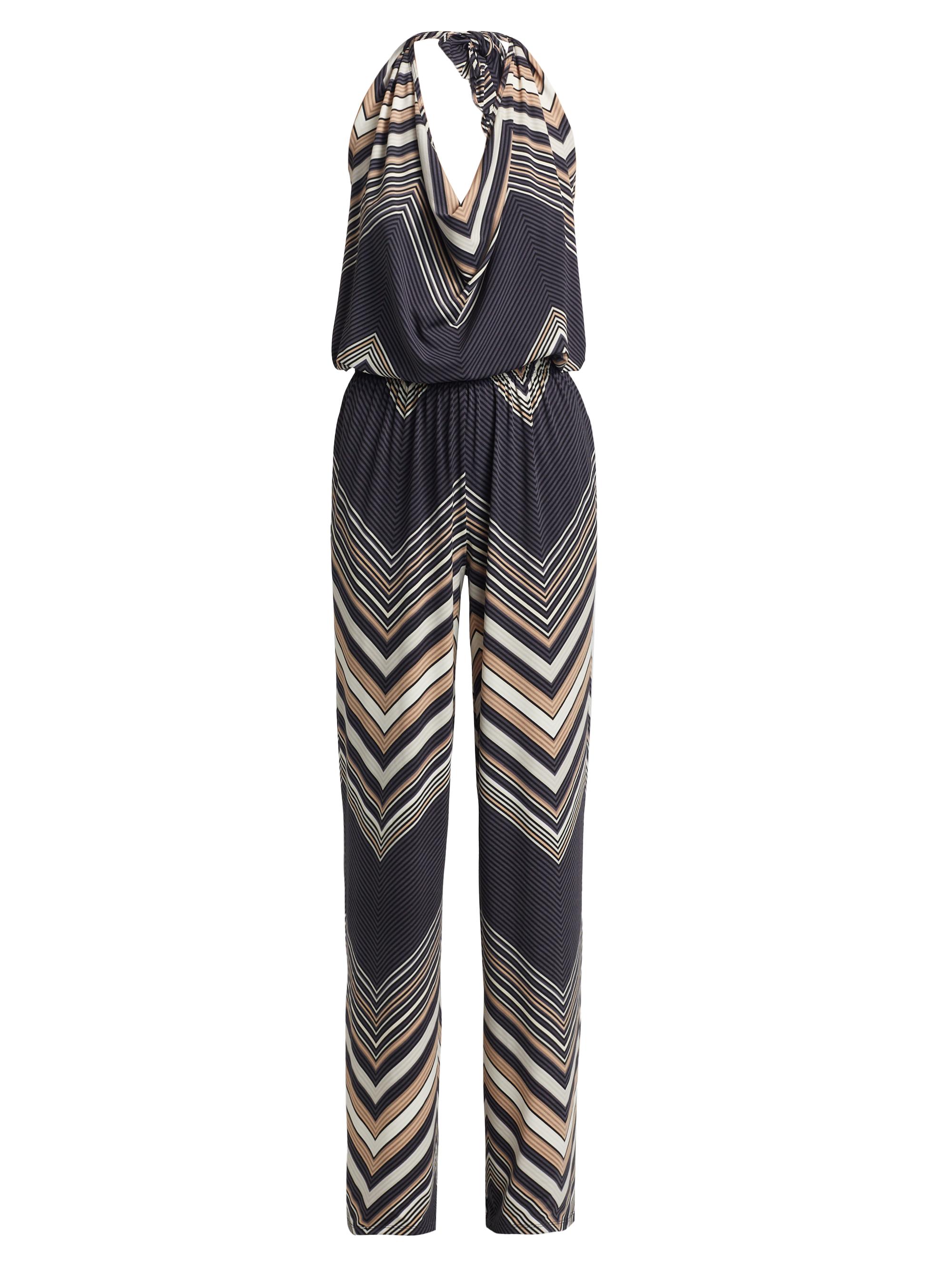 Ramy Brook Women's Stephanie Chevron Halterneck Wide-Leg Jumpsuit - Black Chevron