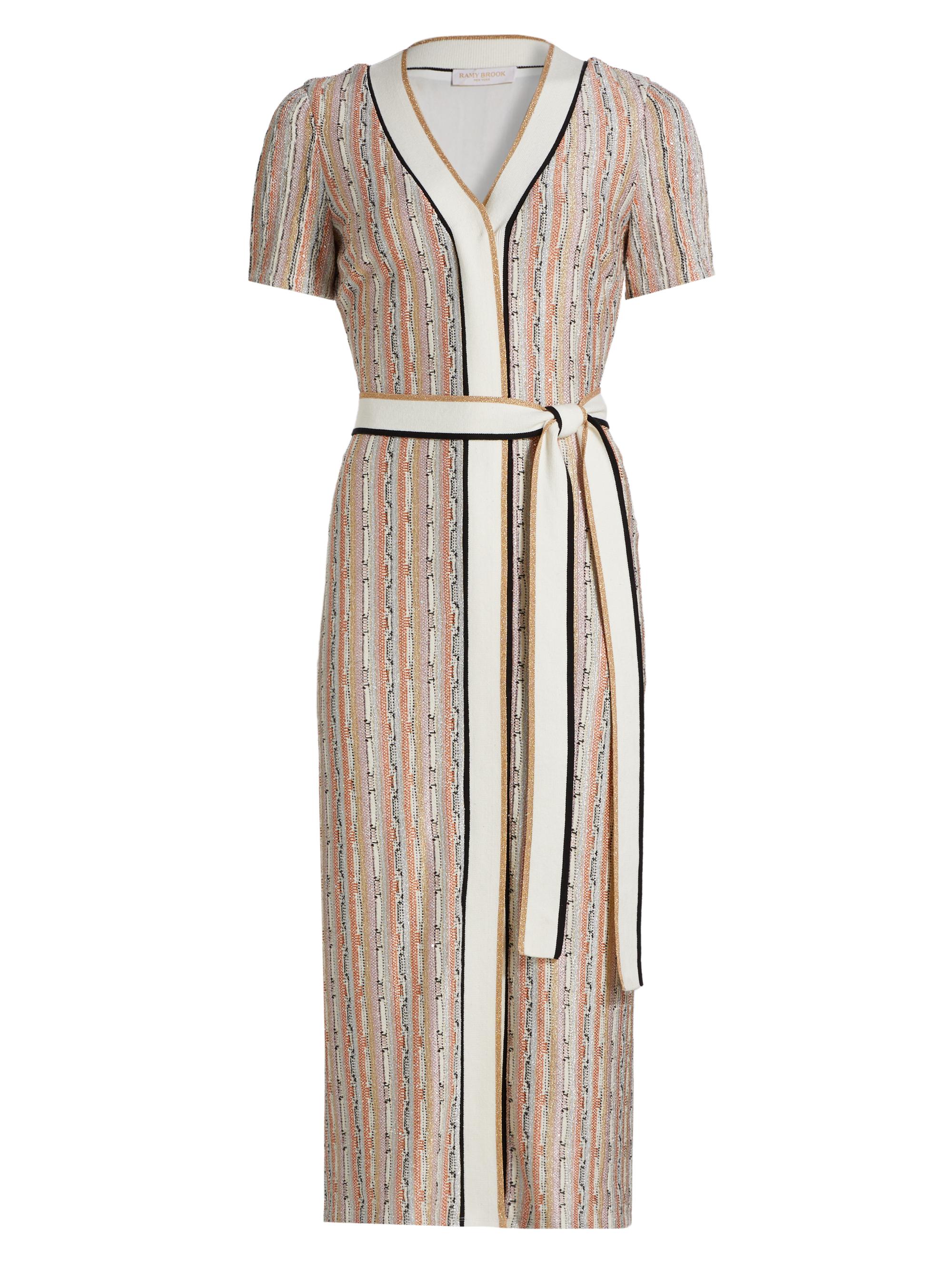 Ramy Brook Women's Ronda Striped Knit Tie-Waist Midi-Dress - Sequin Stripe