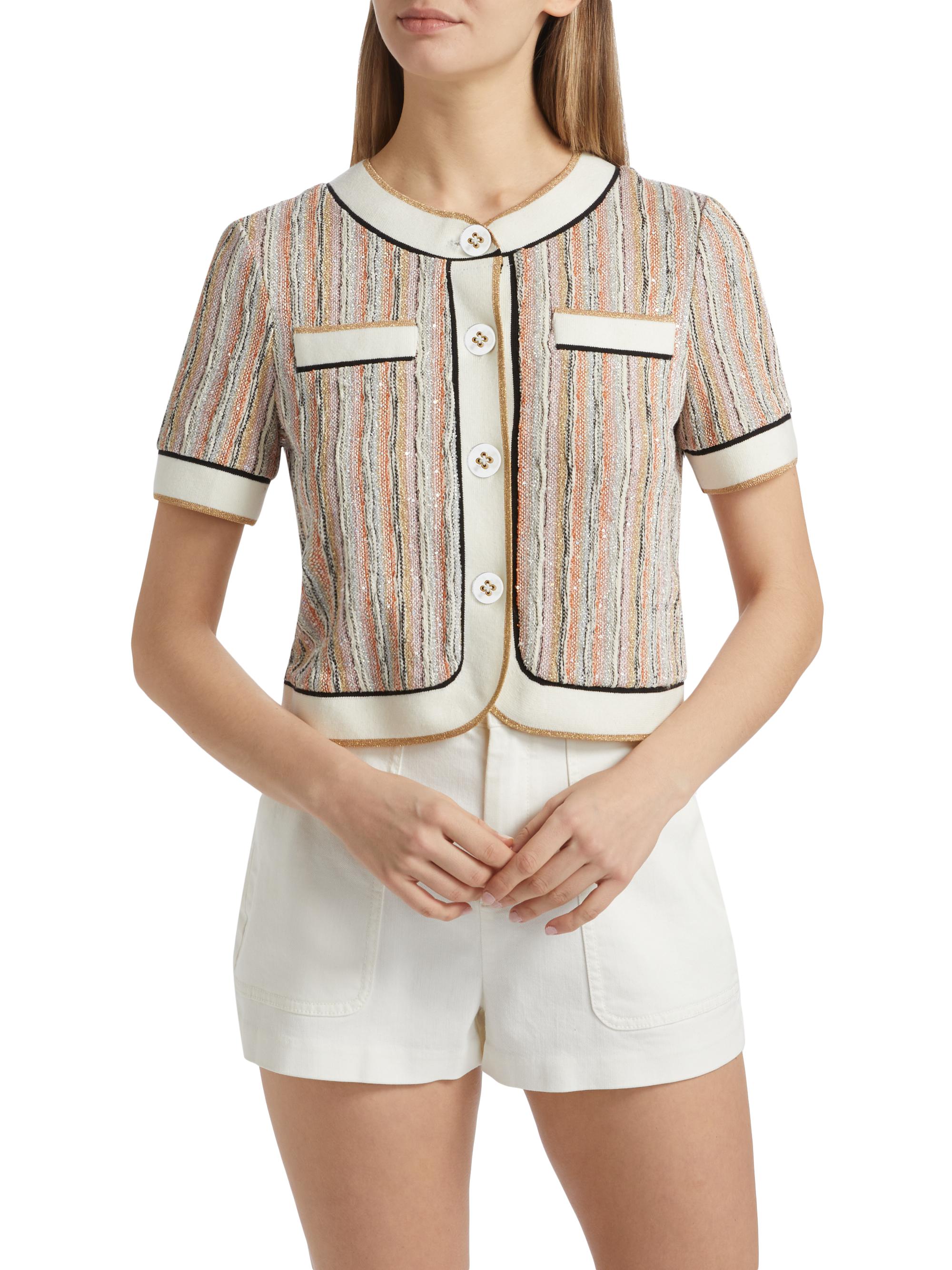 Petite Plume Women's Silk Short Set in Discovery Stripe L